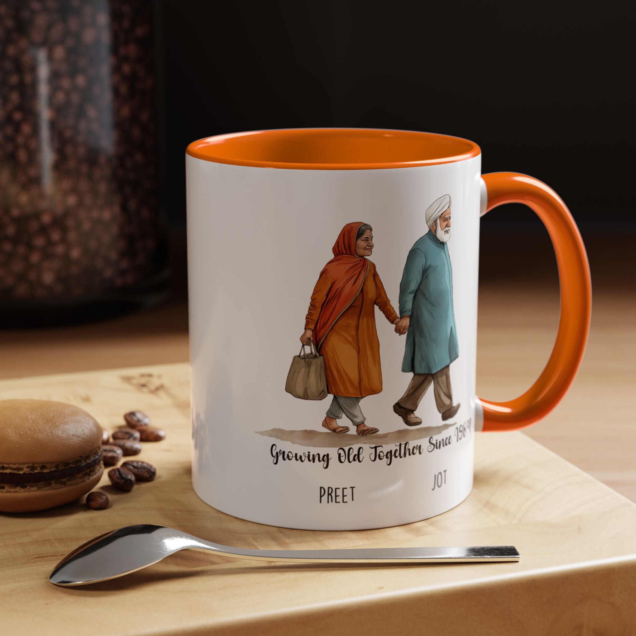 Funny Coffee Mug, Personalized Mug, Growing Old Together Since Punjabi Couple Cup 11/15oz, Anniversary, Wedding, Romantic For Him or her
