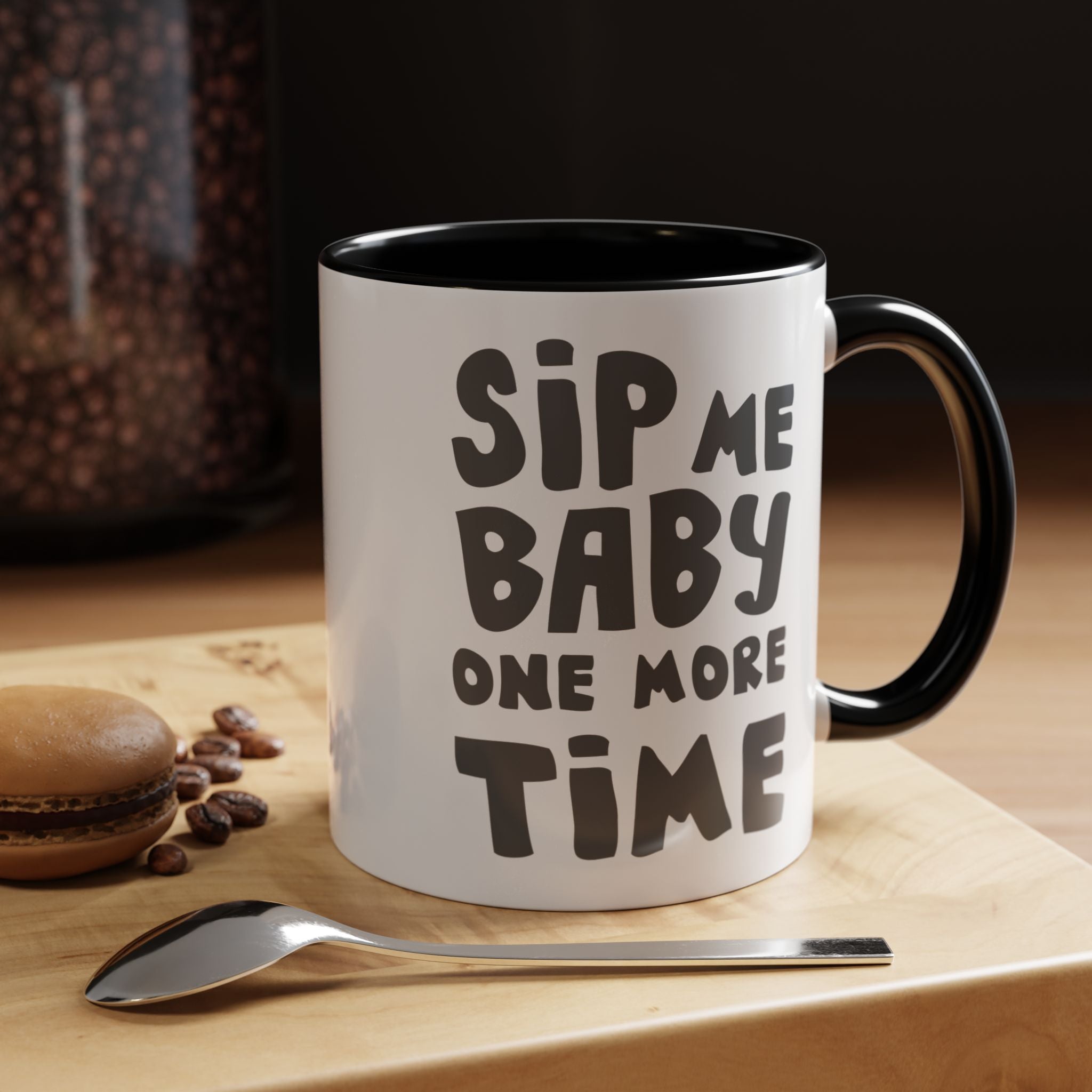 Funny Coffee Mug, Personalized Mug, Sip Me Baby One More Time Accent Cup (11, 15oz), Gift Under 20, White Elephant gift