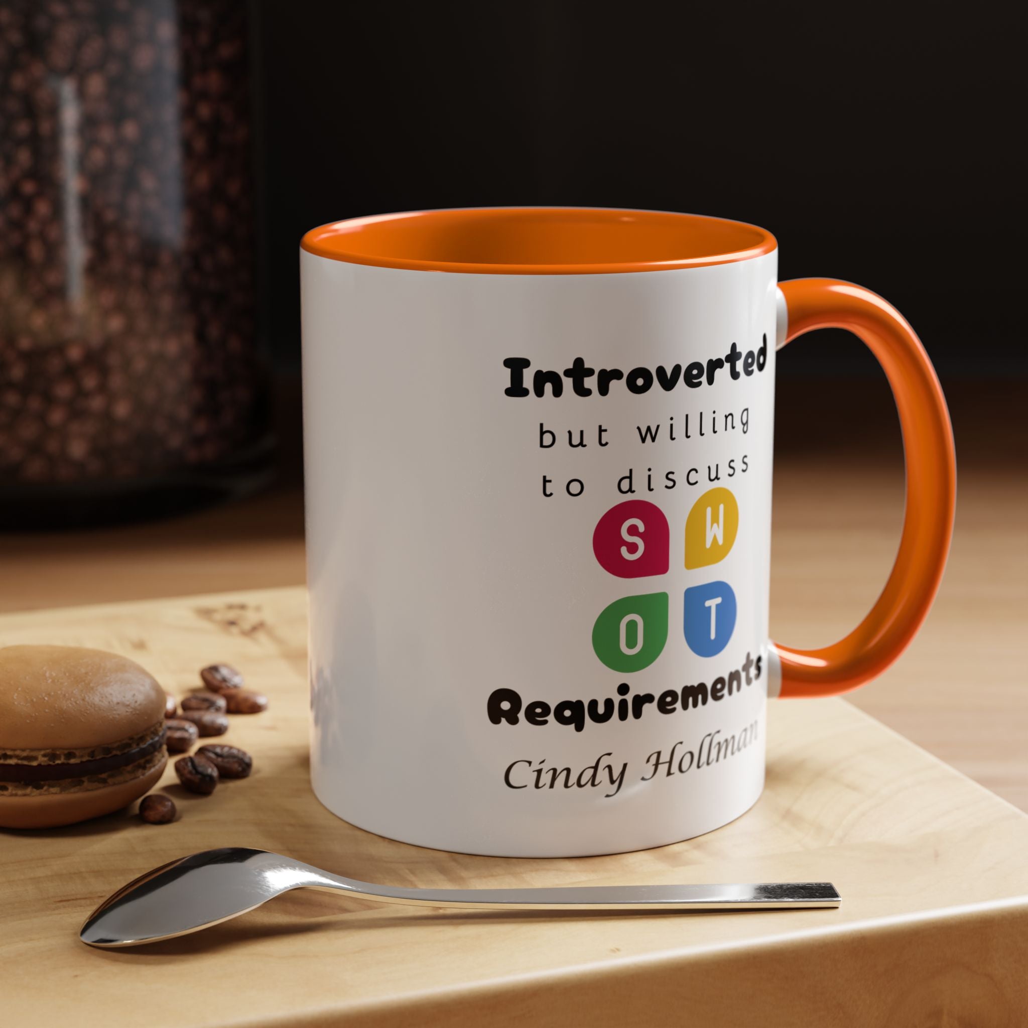 Introverted But Willing To Discuss Requirements Personalized Accent Coffee Mug (11 & 15oz) For Business Analysts, BAs, BSAs, IT Geeks, Nerds