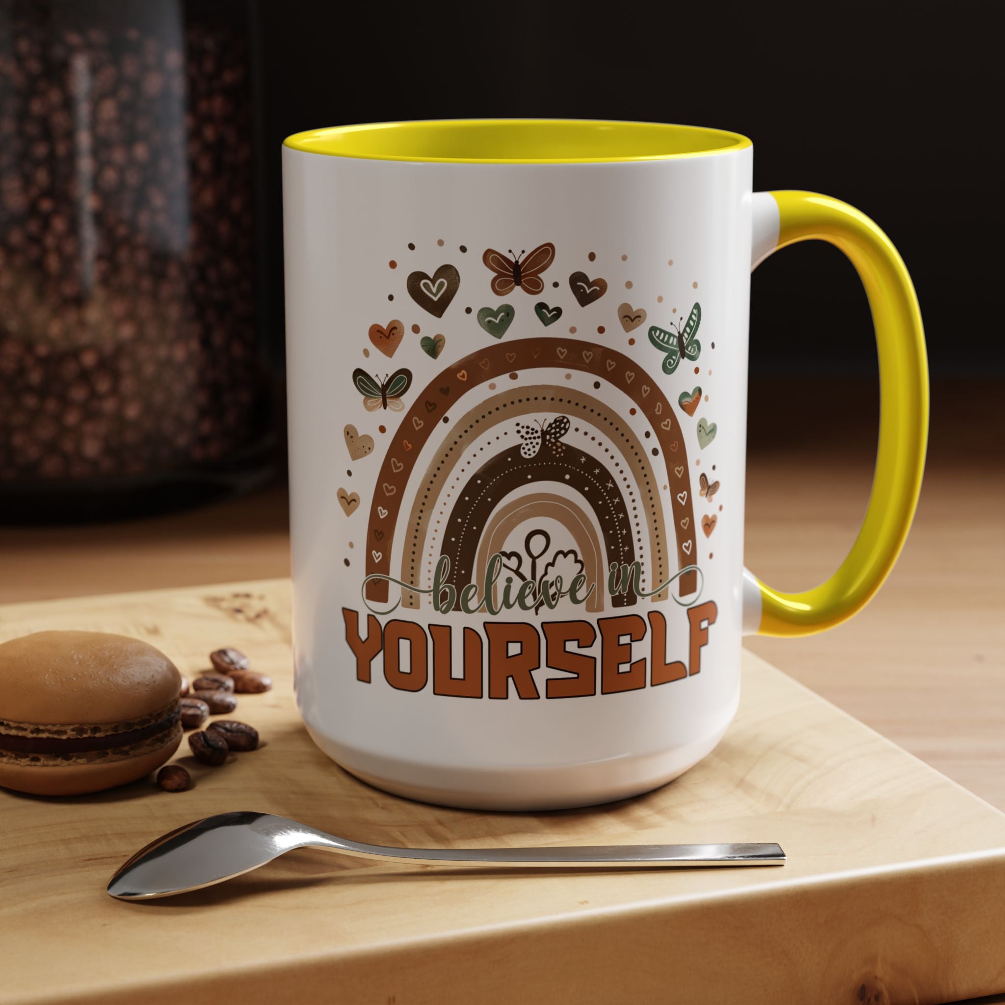 Personalized Mug, Believe In Yourself Accent Coffee Cup (11, 15oz), Gift Under 20, White Elephant, Inspirational, Motivational gift