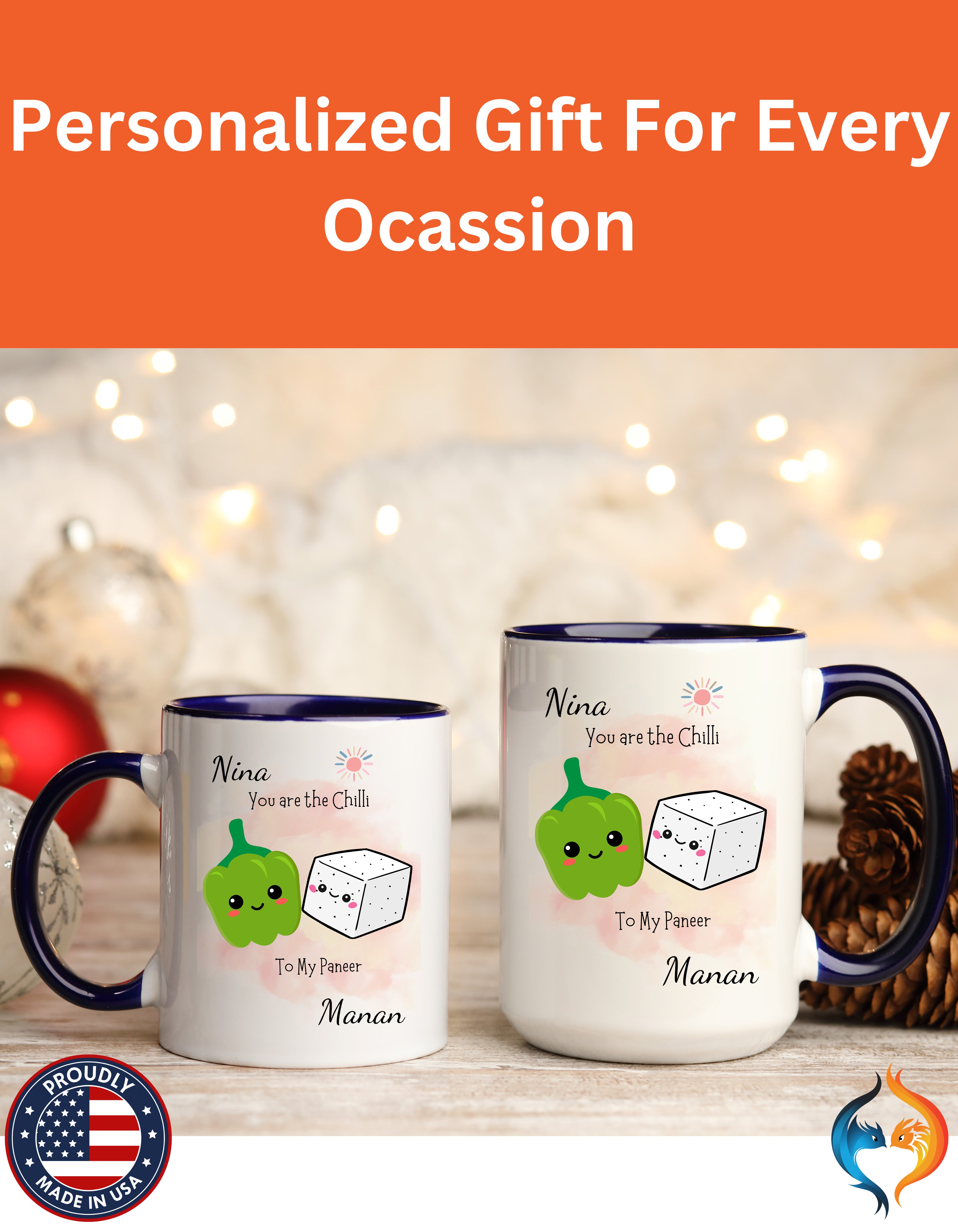 Personalized You Are The Chilli To My Paneer Accent Mug - Navy accent mug