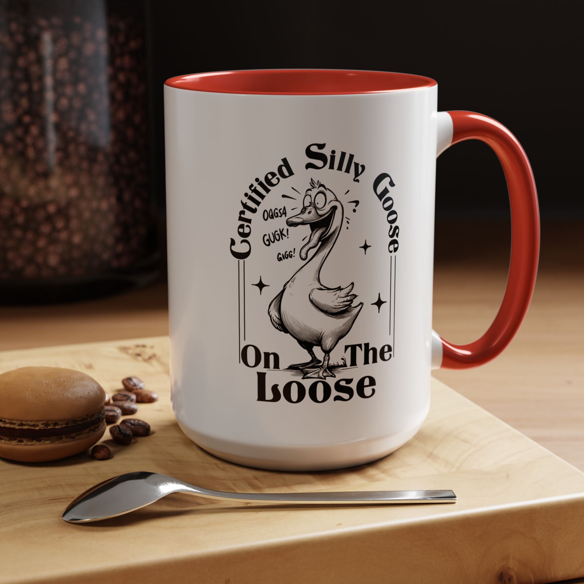 Funny Coffee Mug, Personalized Mug, Certified Silly Goose On The Loose,  Accent Cup (11, 15oz), Gift Under 20, White Elephant