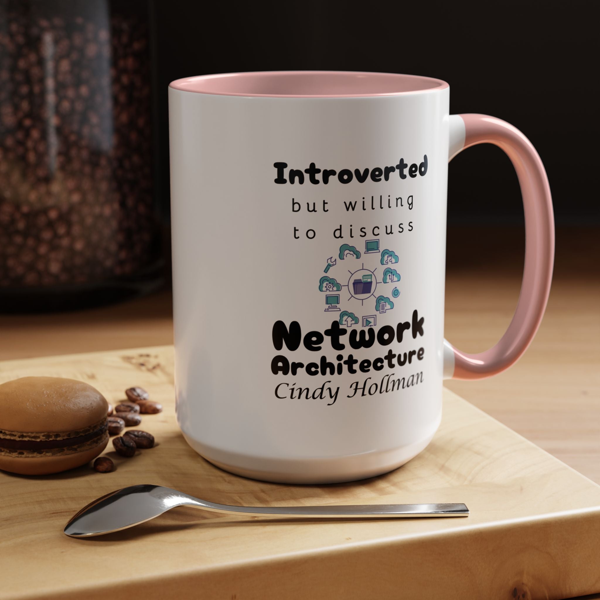 Introverted But Willing To Discuss Network Architecture Personalized Accent Coffee Mug (11 & 15oz) For Network Architects, Nerds, Geeks