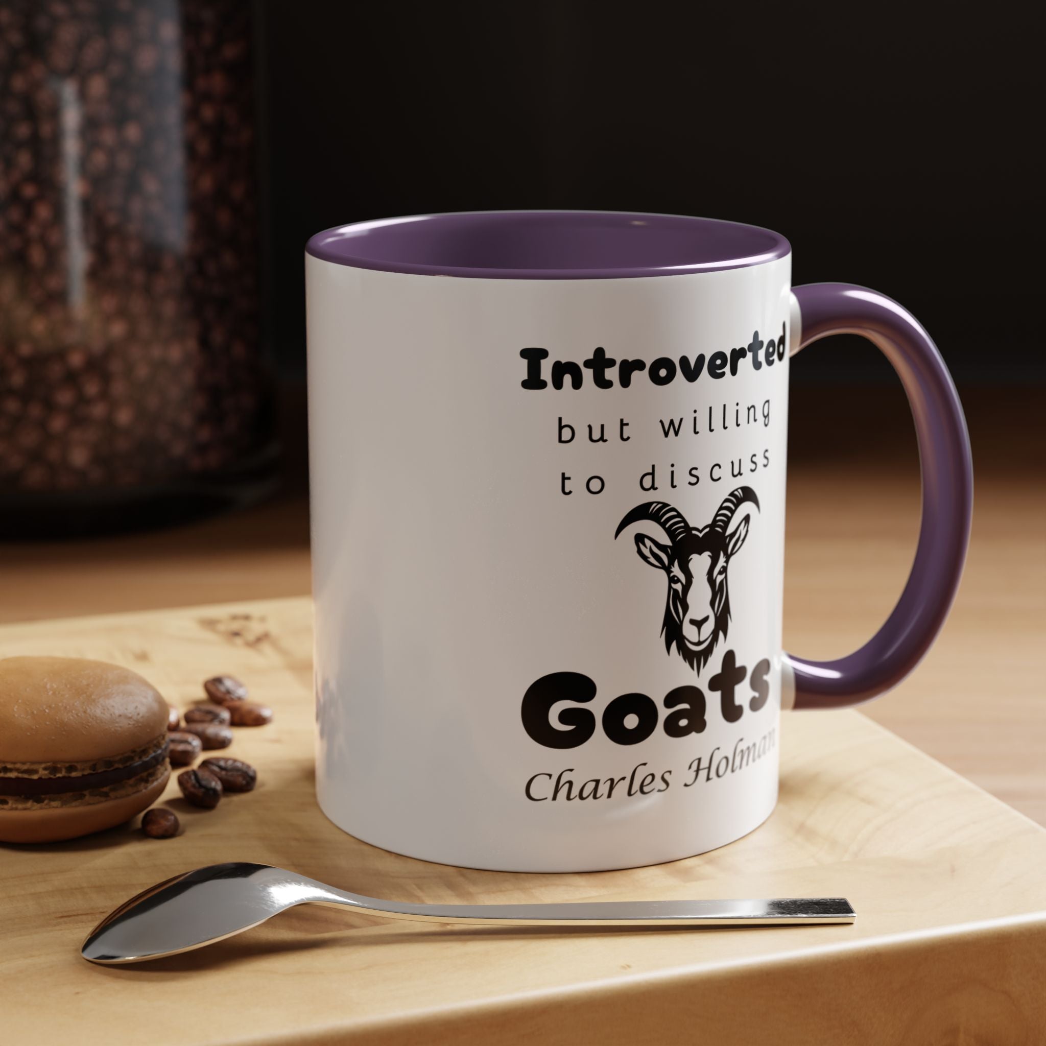Funny Coffee Mug, Introverted But Willing To Discuss Goats Personalized Accent Coffee Mug (11 and 15oz)