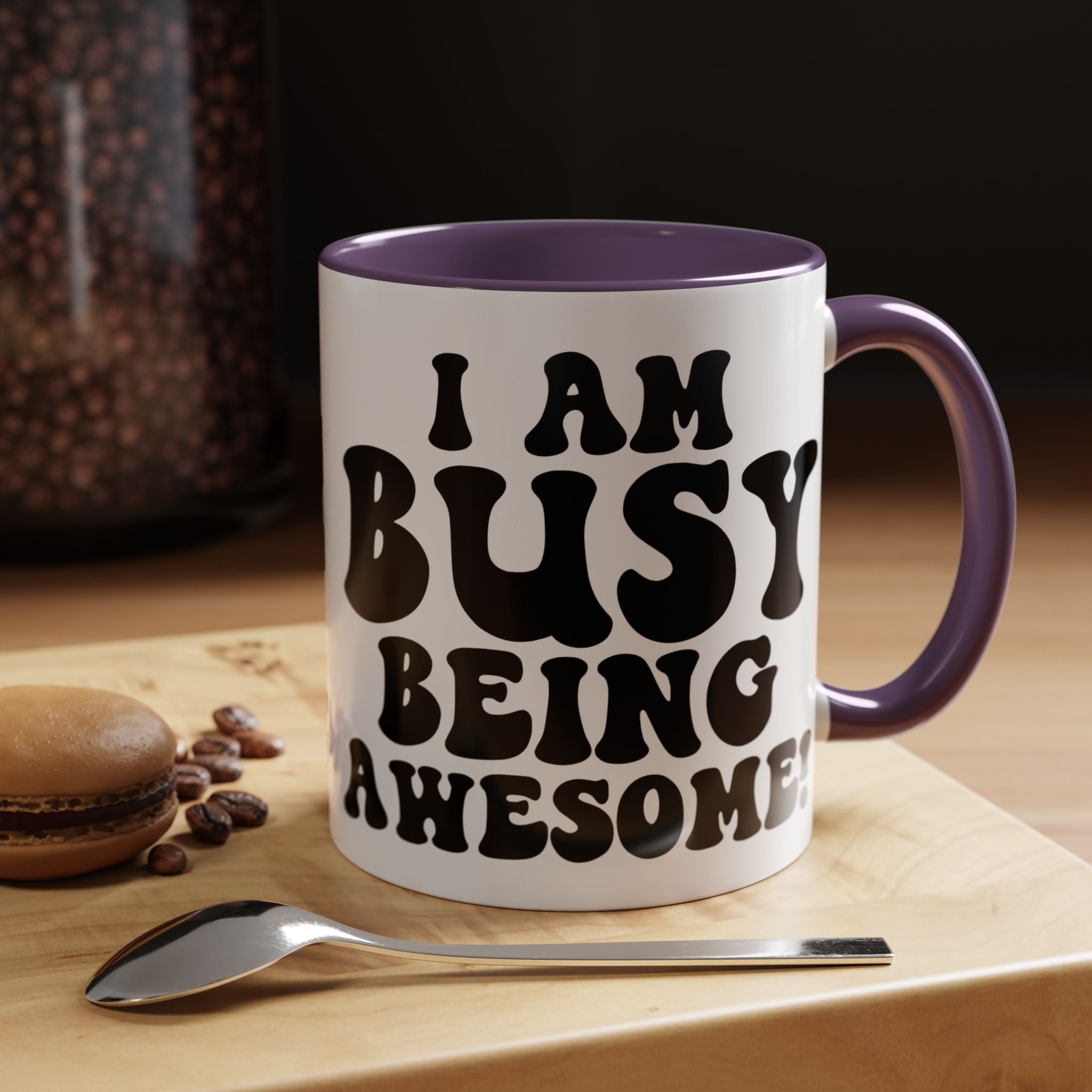 Funny Coffee Mug, Personalized Mug, I am Busy Being Awesome Accent Cup (11, 15oz), Gift Under 20, White Elephant Gift