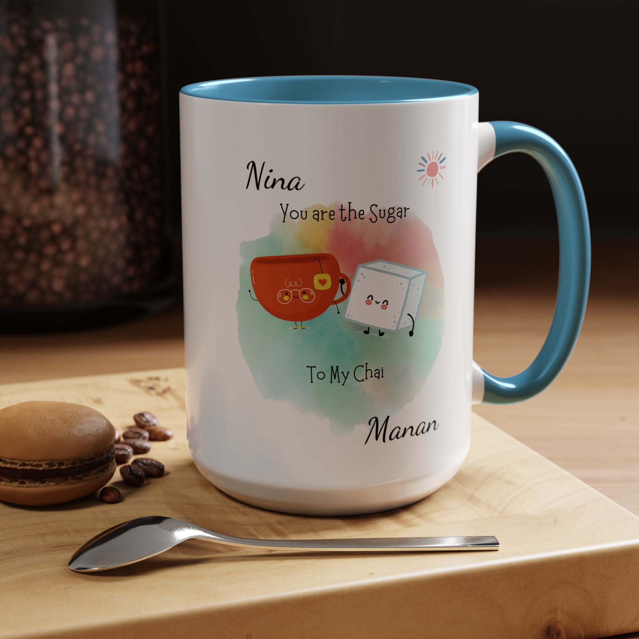 You Are The Sugar To My Chai Personalized Romantic Mug Accent Cup 11/15oz, Anniversary Wedding Valentines Custom Gift Him her Spouse BF GF