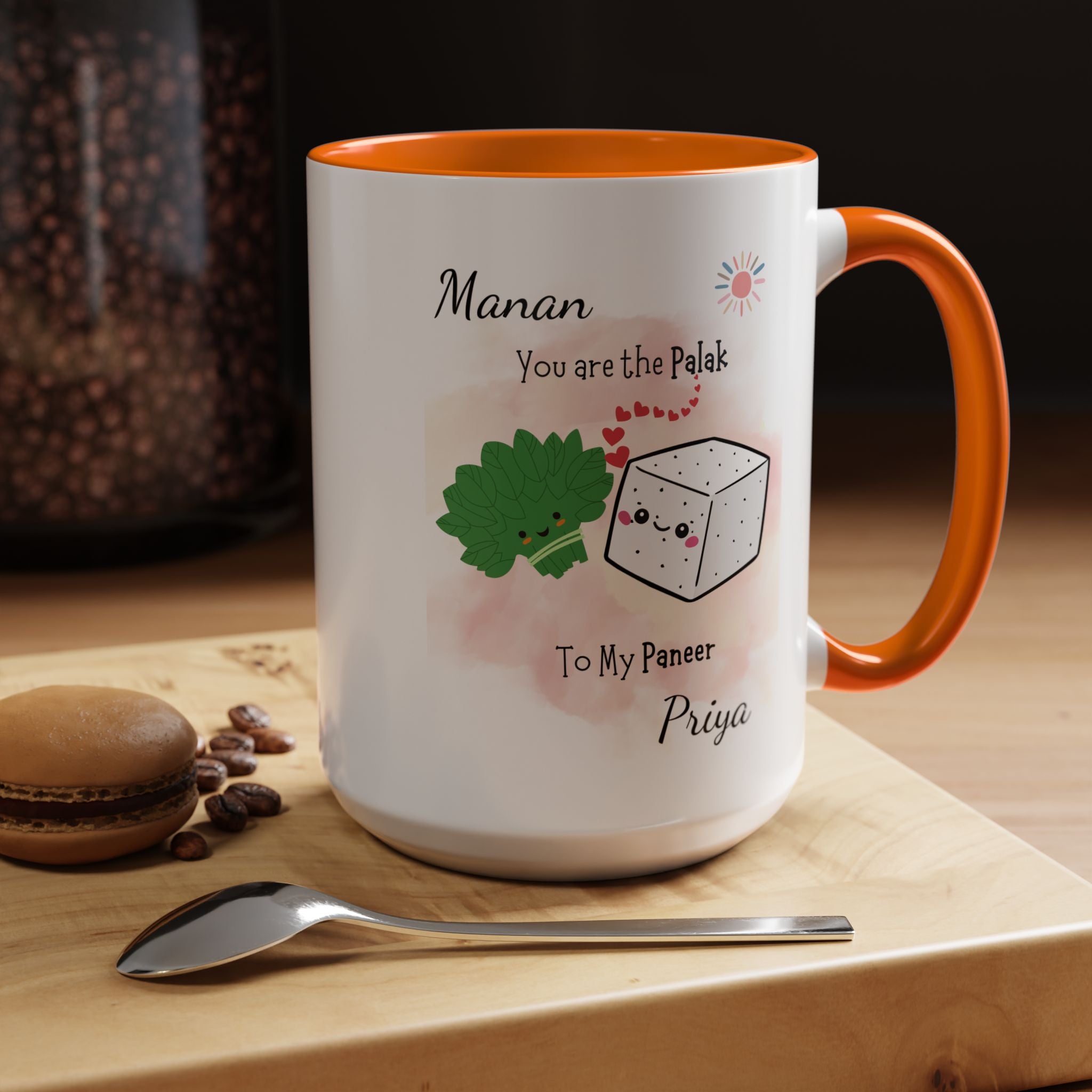 You Are The Palak To My Paneer Desi Roots Romantic Mug, Personalized Mug  Couple Accent Cup, Anniversary, Valentines,  Desi Gift for Him her