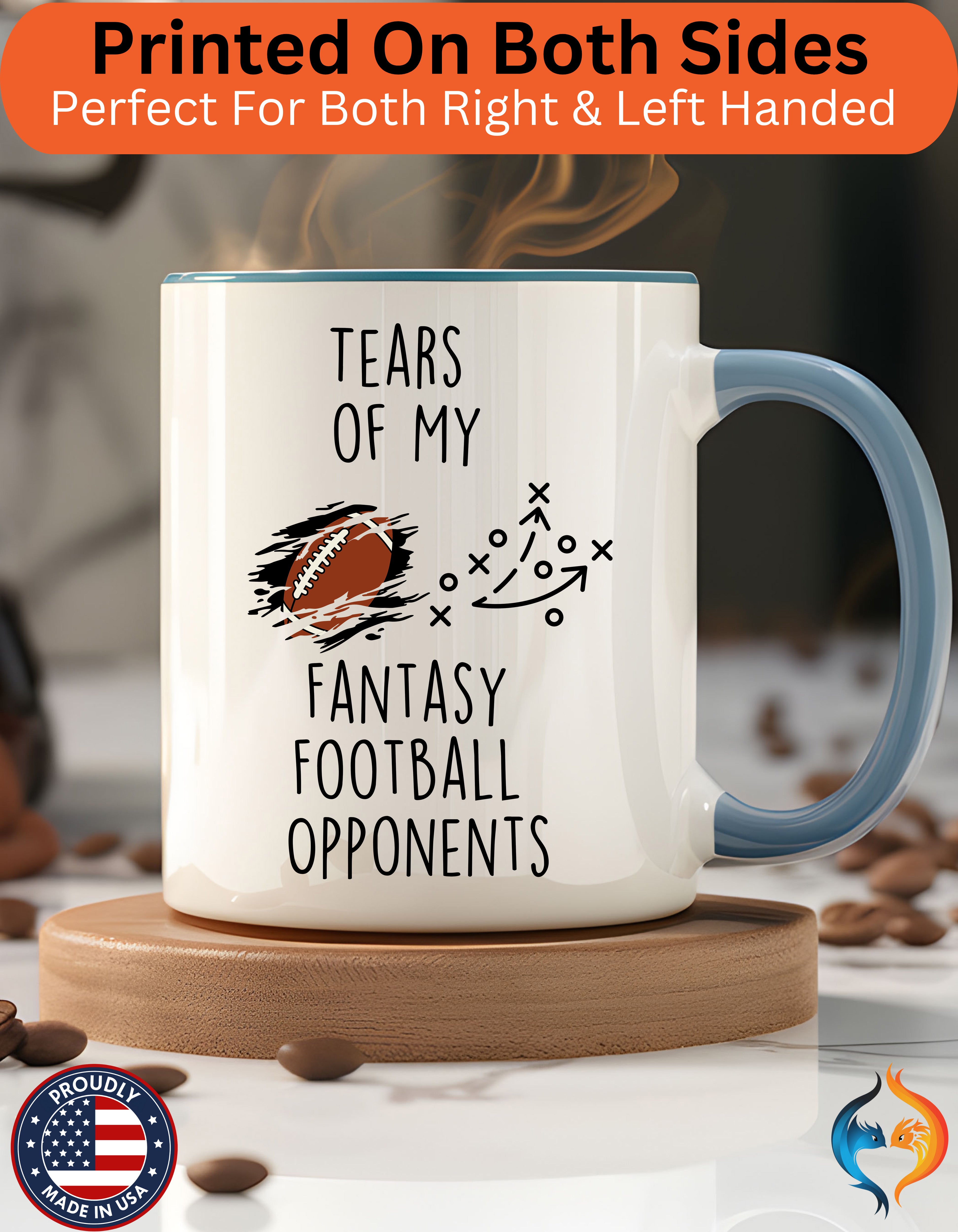 Funny Coffee Mug, Personalized Mug, Tears Of My Fantasy Football Opponents, Accent Cup (11, 15oz), Sarcastic Mug,  Tea Cup, Gift Under 20