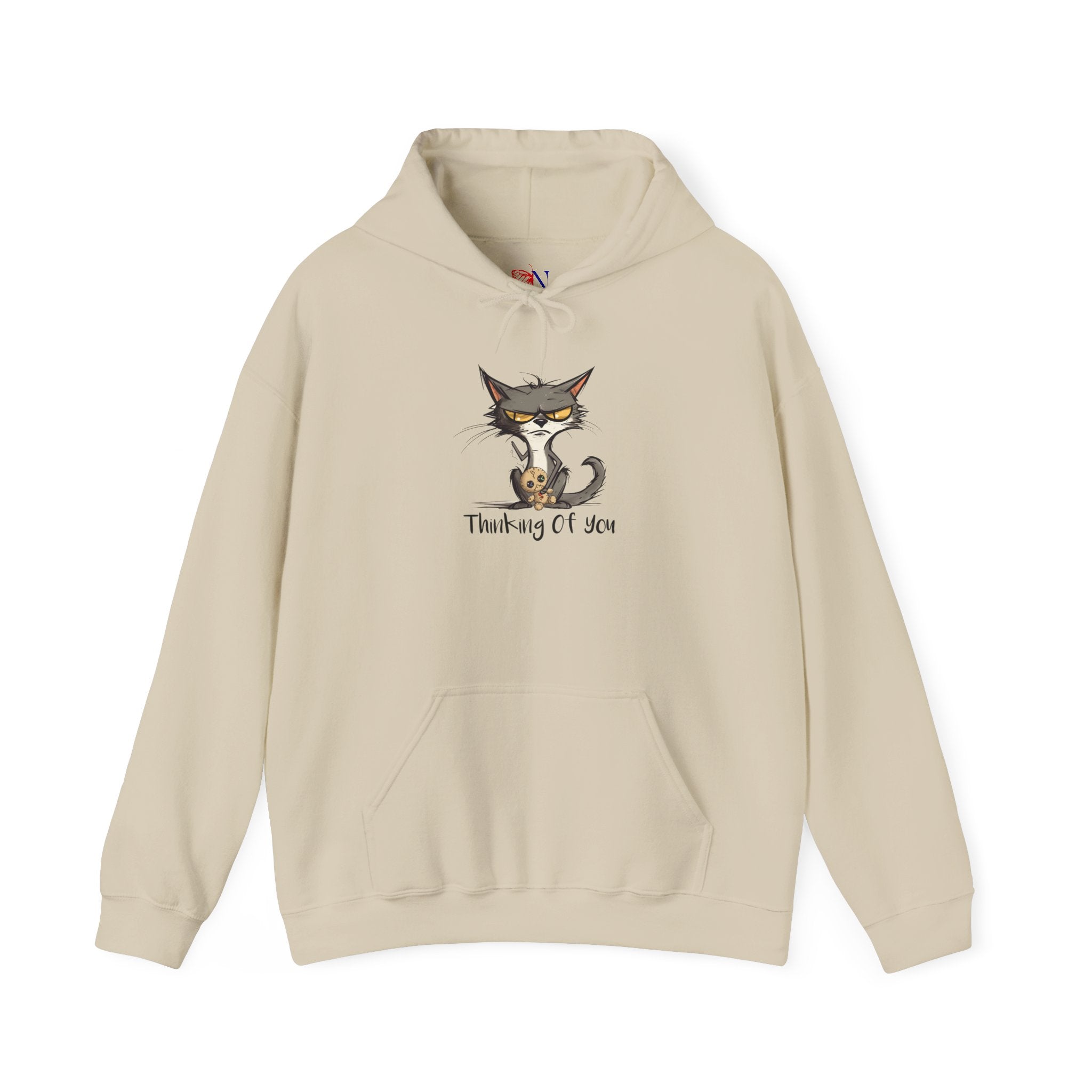 Grumpy Cat Illustration Hoodie – “Thinking Of You” Cute Cat Sweatshirt