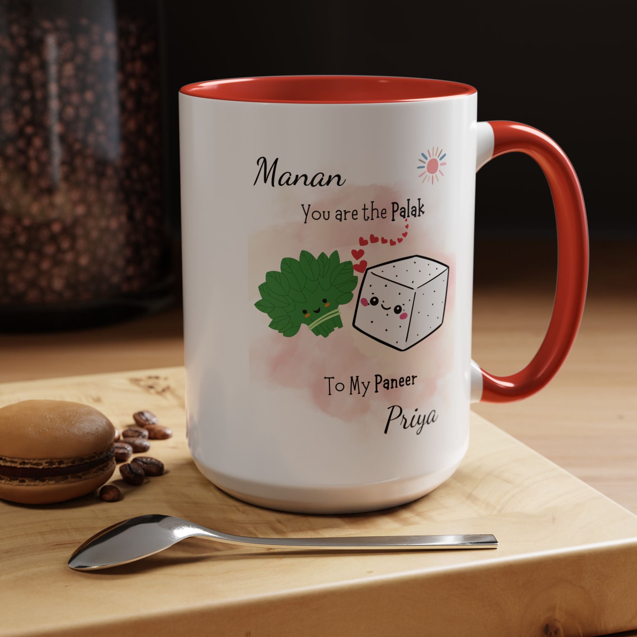 You Are The Palak To My Paneer Desi Roots Romantic Mug, Personalized Mug  Couple Accent Cup, Anniversary, Valentines,  Desi Gift for Him her