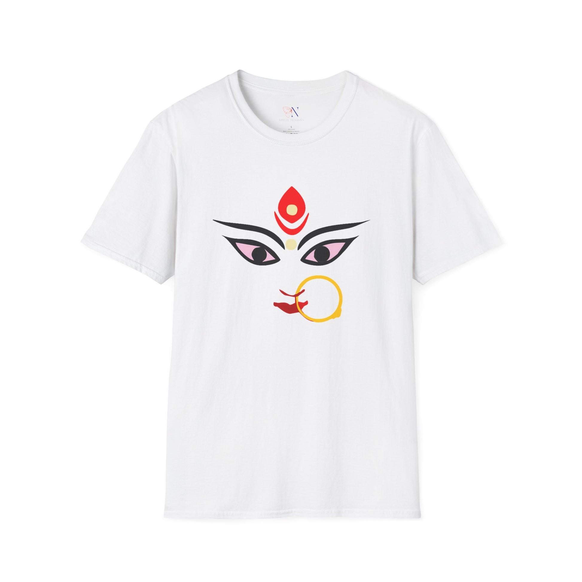 Durga Parvati Bhavani graphic T-shirt, perfect for Diwali, Navratri, and Durga Pooja celebrations, ideal gift for Hindu religion followers.