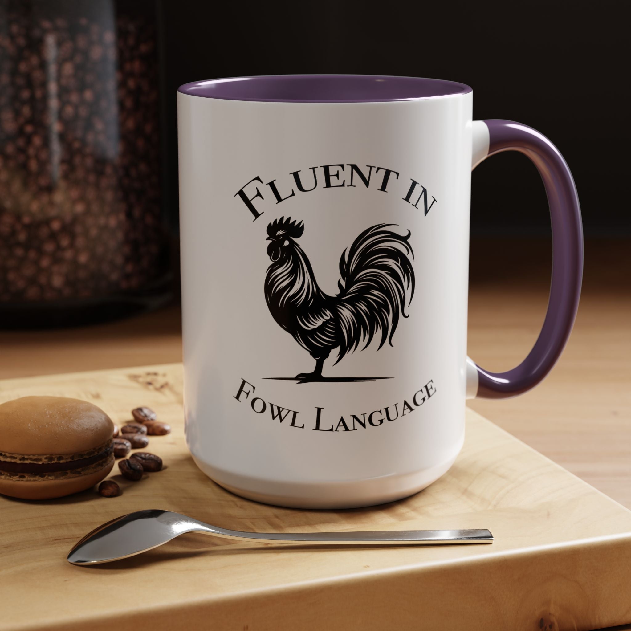 Funny Coffee Mug, Personalized Mug, Fluent In Fowl Language Accent Cup (11, 15oz), Gift Under 20, White Elephant gift
