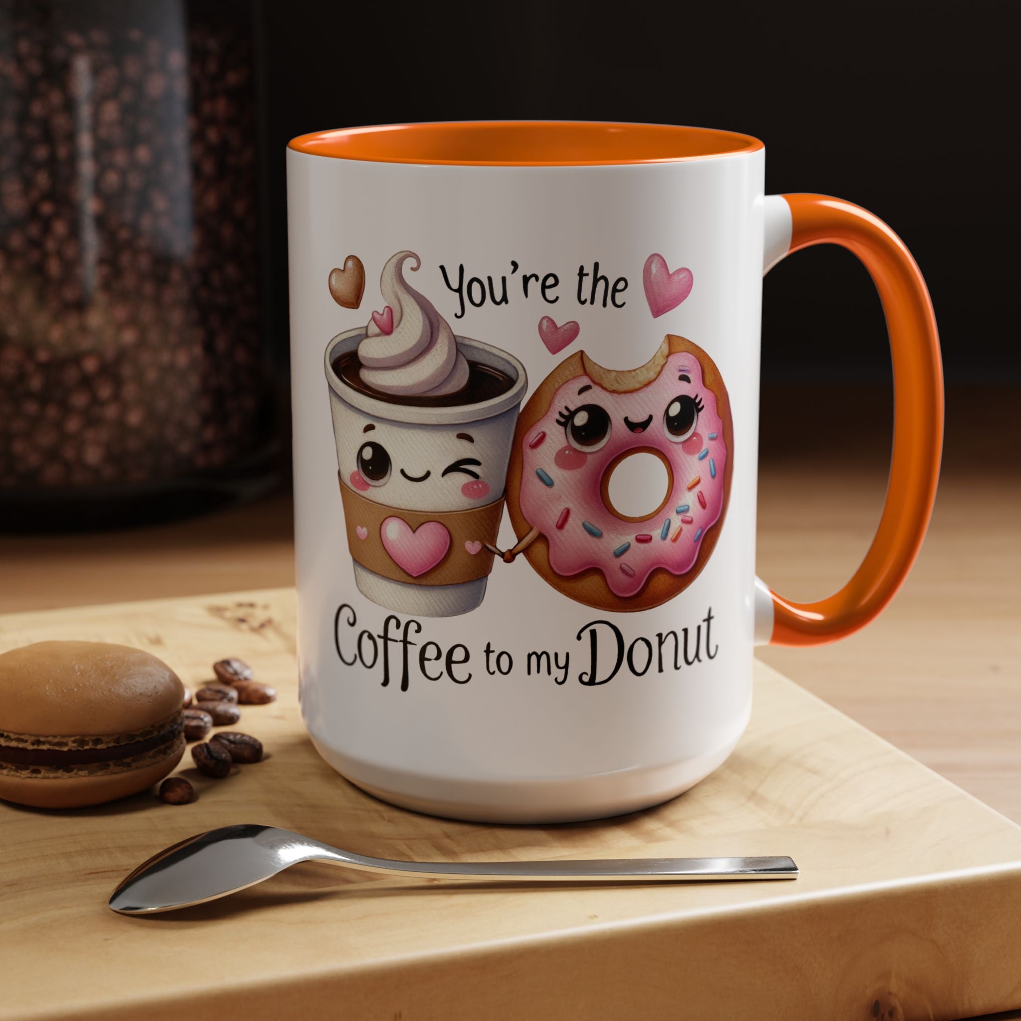 You Are The Coffee To My Donut Personalized Romantic Mug Accent Cup 11/15oz, Anniversary Wedding Valentines Custom Gift Him her Spouse BF GF