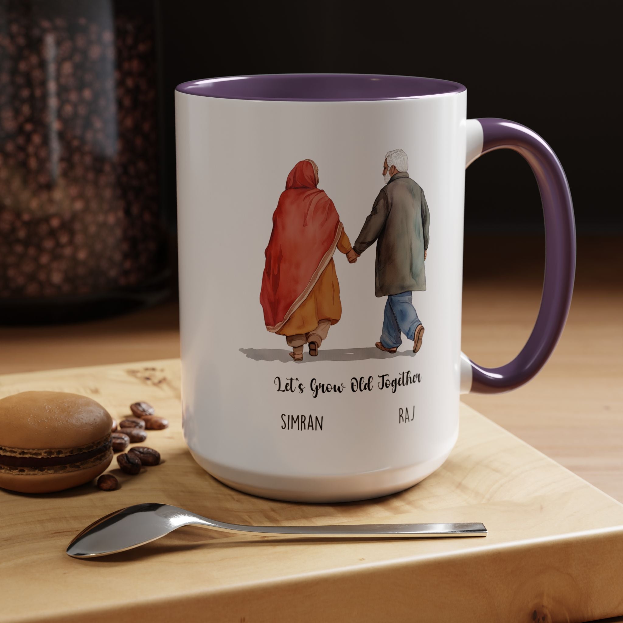 Funny Coffee Mug, Personalized Mug, Let's Grow Old Together Indian Couple Cup 11/15oz, Anniversary, Valentines, Wedding, Romantic Him her