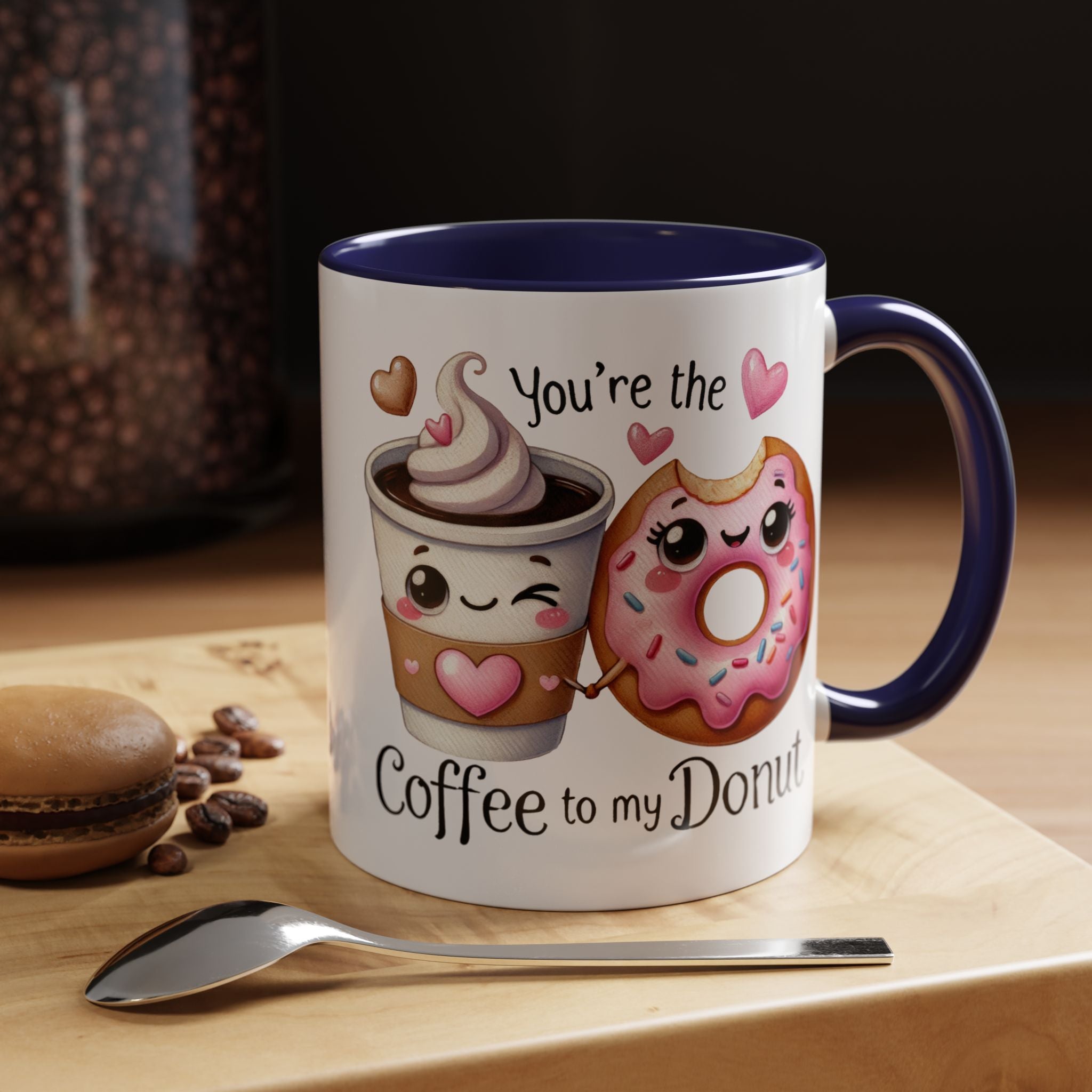 You Are The Coffee To My Donut Personalized Romantic Mug Accent Cup 11/15oz, Anniversary Wedding Valentines Custom Gift Him her Spouse BF GF