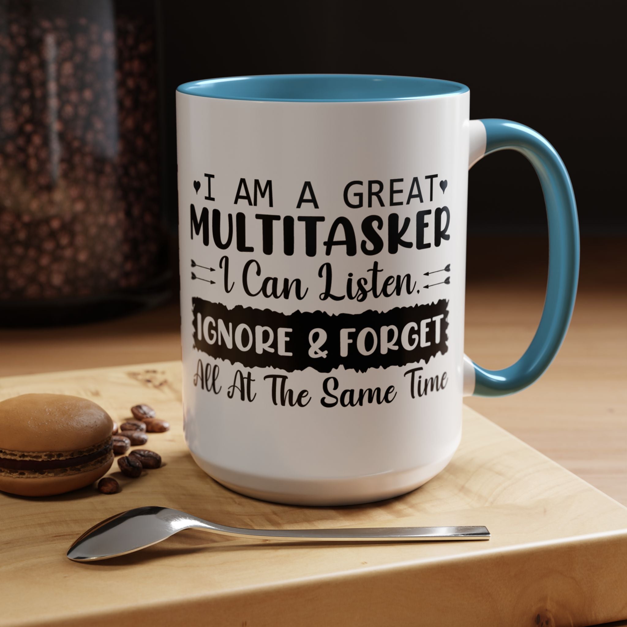 Funny Coffee Mug, Personalized Mug, I am A Great Multitasker , Accent Cup (11, 15oz), Gift Under 20, White Elephant gift