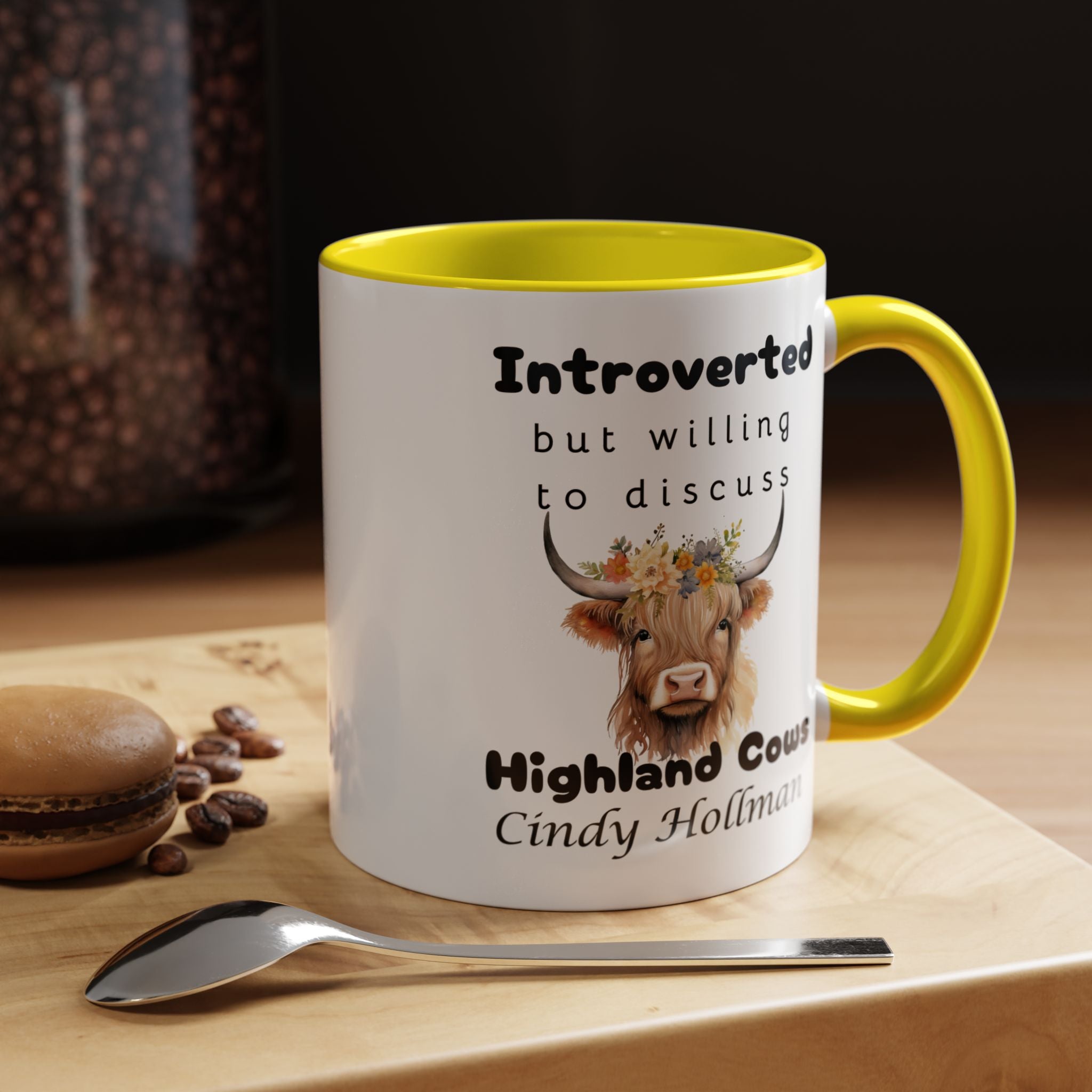 Funny Introverted Highland Cow Accent Coffee Mug (11, 15oz)