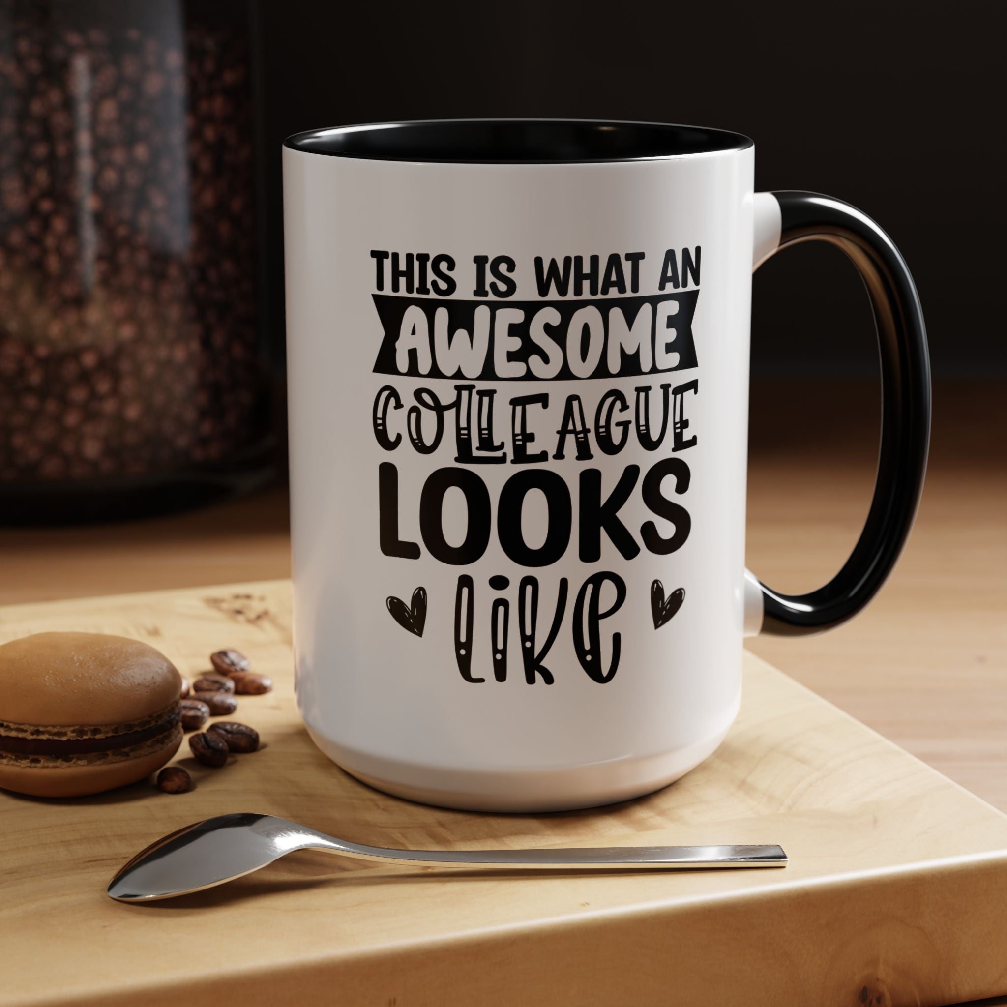 Funny Coffee Mug, Personalized Mug, This Is What An Awesome Colleague Looks Like Accent Cup (11, 15oz), Gift Under 20, White Elephant