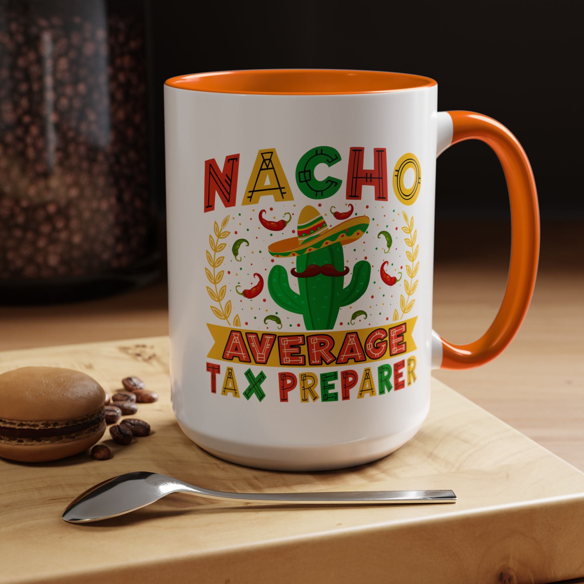 Funny Coffee Mug, Personalized Mug, Nacho Average Tax Preparer, Biking Lover Accent Cup (11, 15oz), Gift Under 20, White Elephant gift