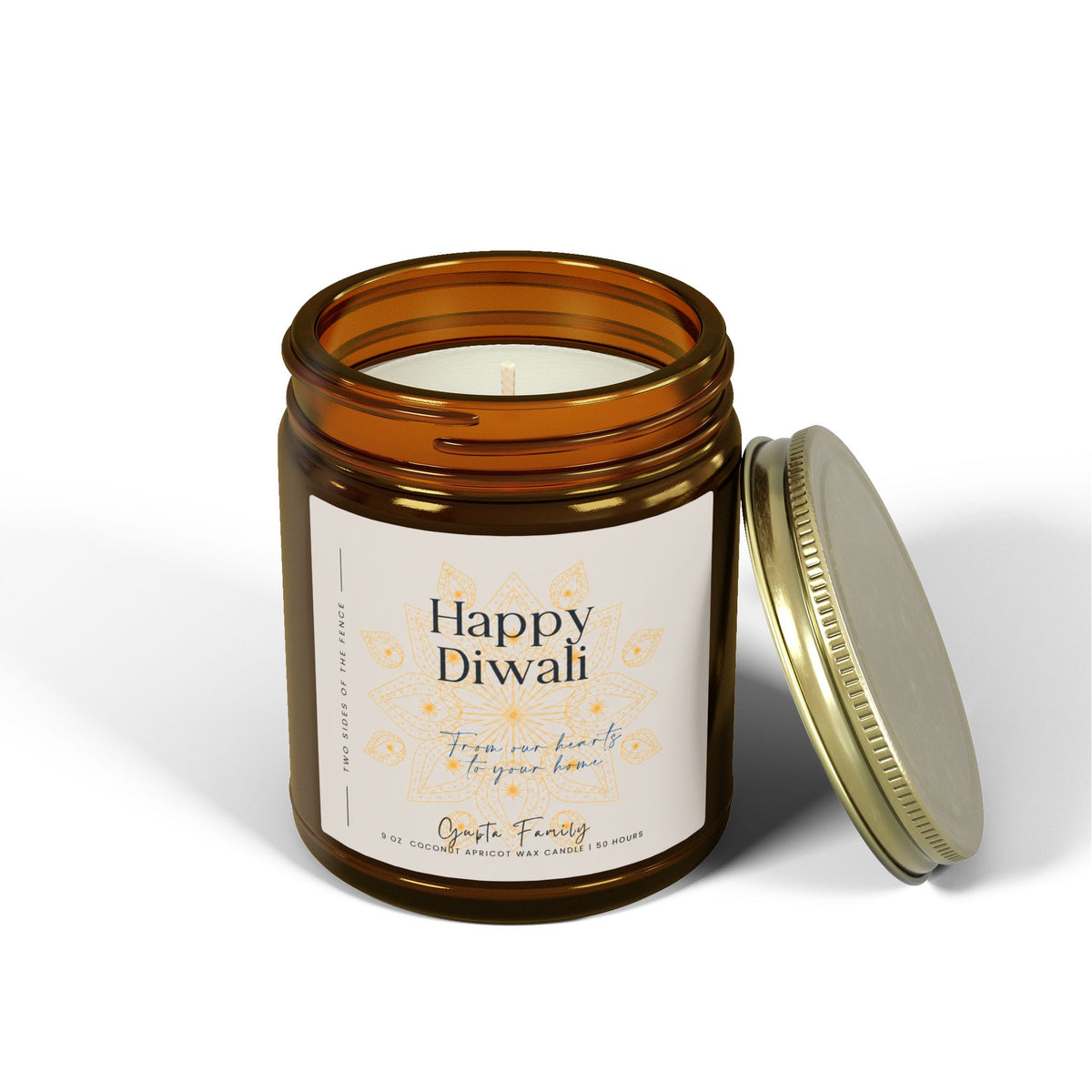Personalized Diwali Candle - From Our Hearts Light Rangoli, 9 oz