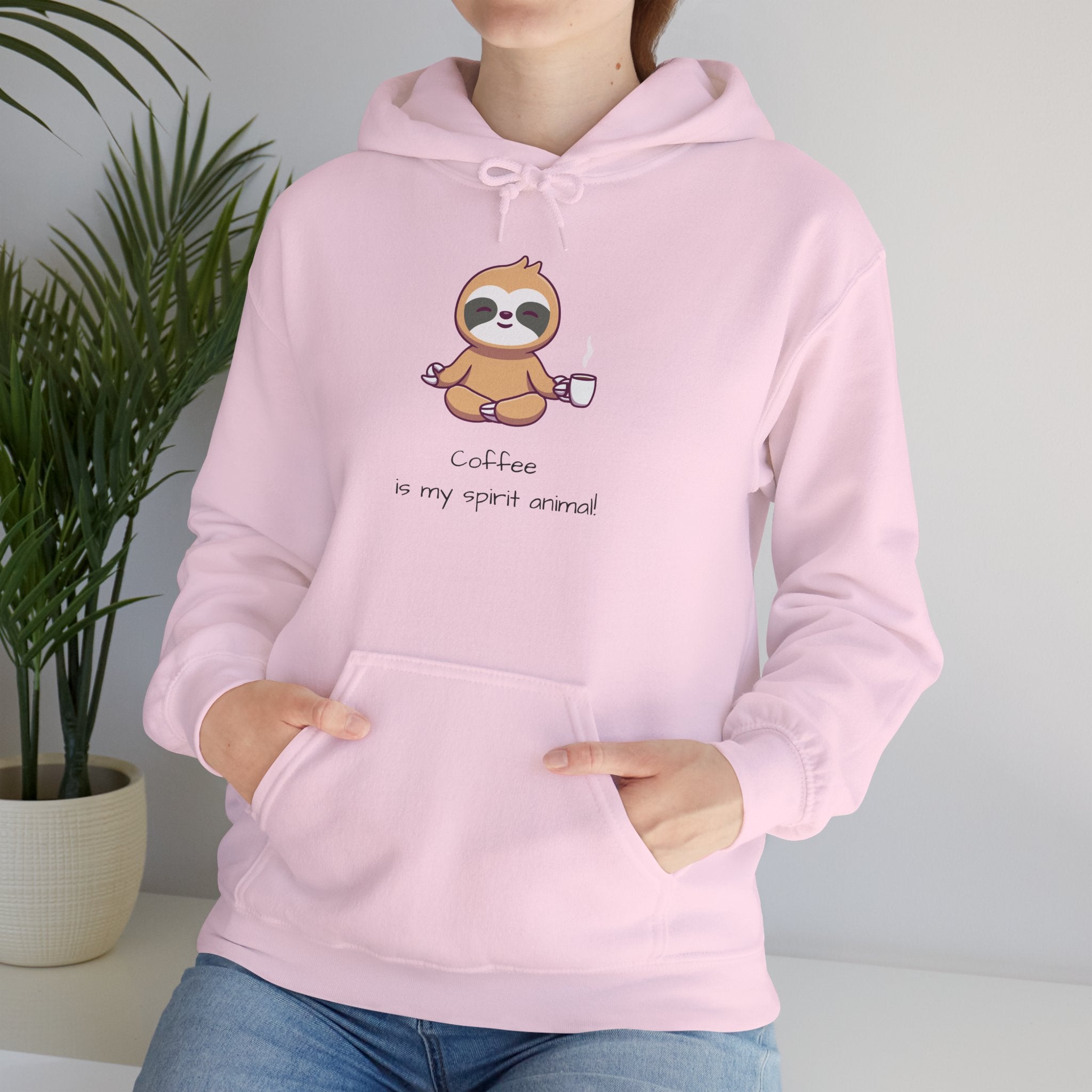 Sloth Coffee Hoodie — "Coffee is my spirit animal" Cute Cozy Pullover