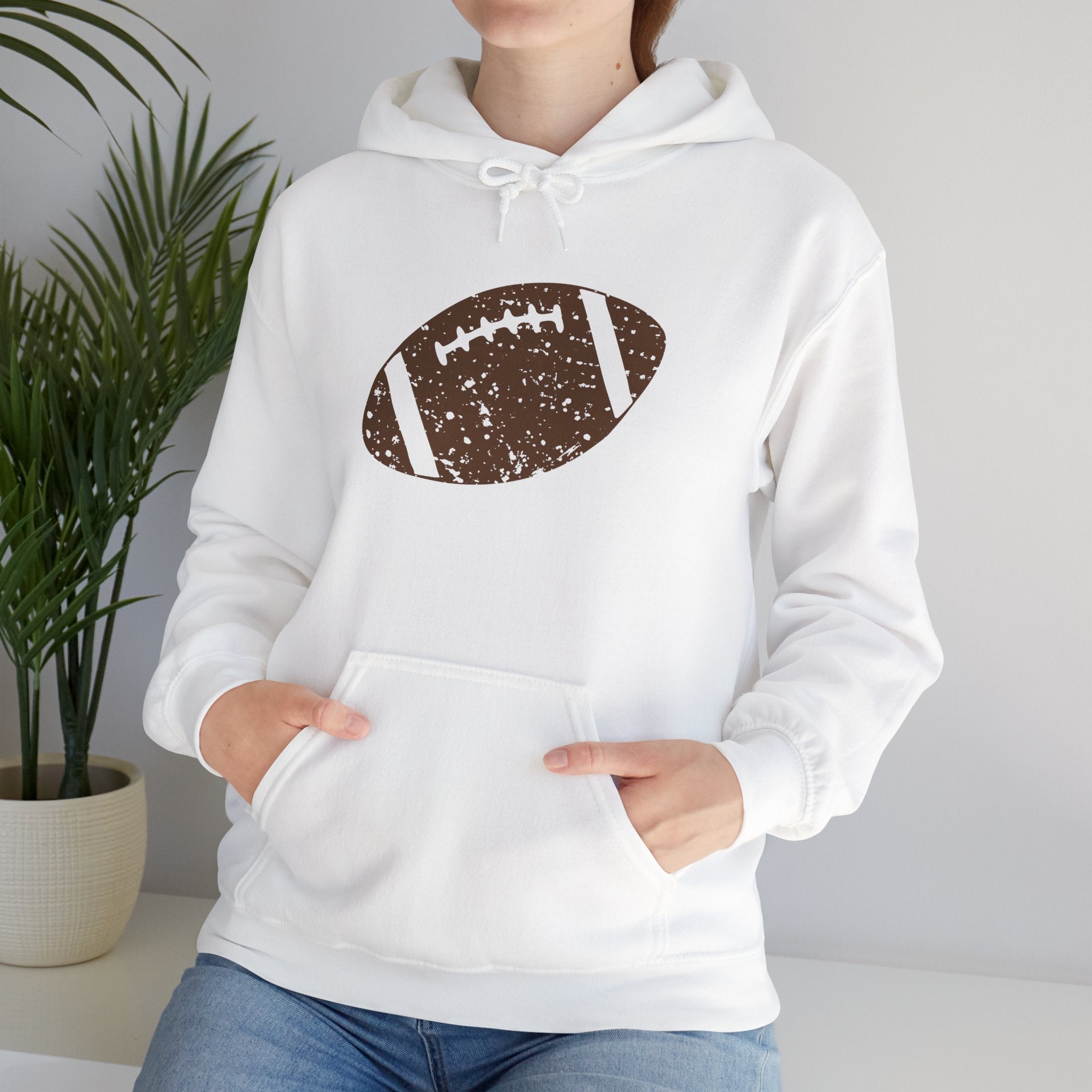 Vintage Football Hoodie – Distressed Brown Football Graphic