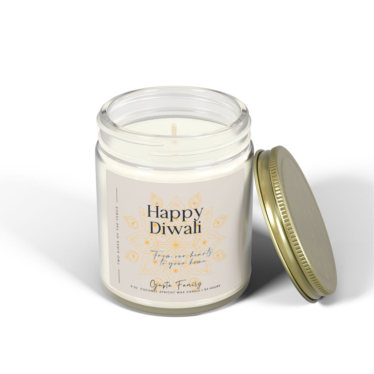 Personalized Diwali Candle - From Our Hearts Light Rangoli, 9 oz