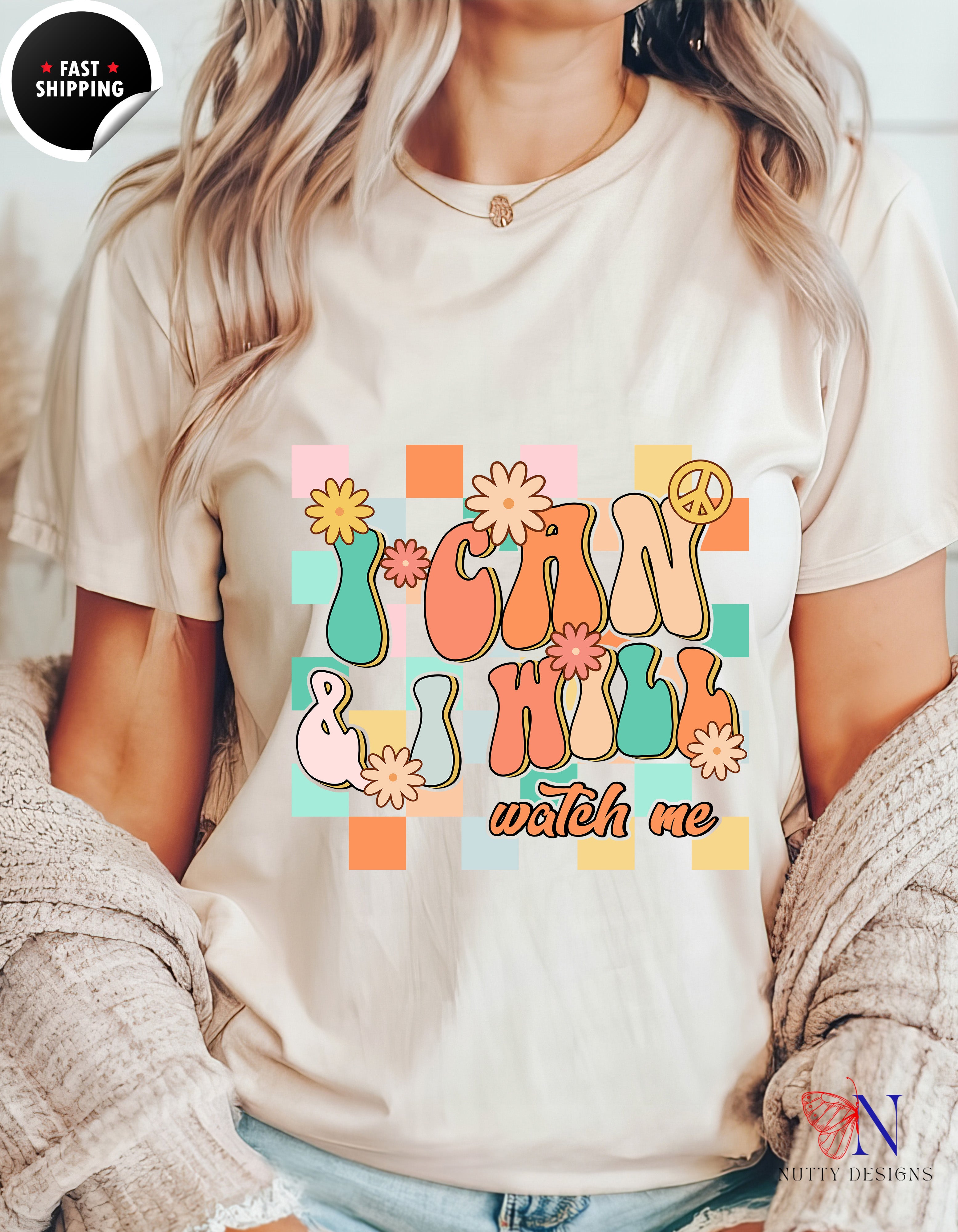 Retro Motivational Graphic , Inspirational Shirt, Positive T-Shirt Lifestyle Mockup | Nutty Designs