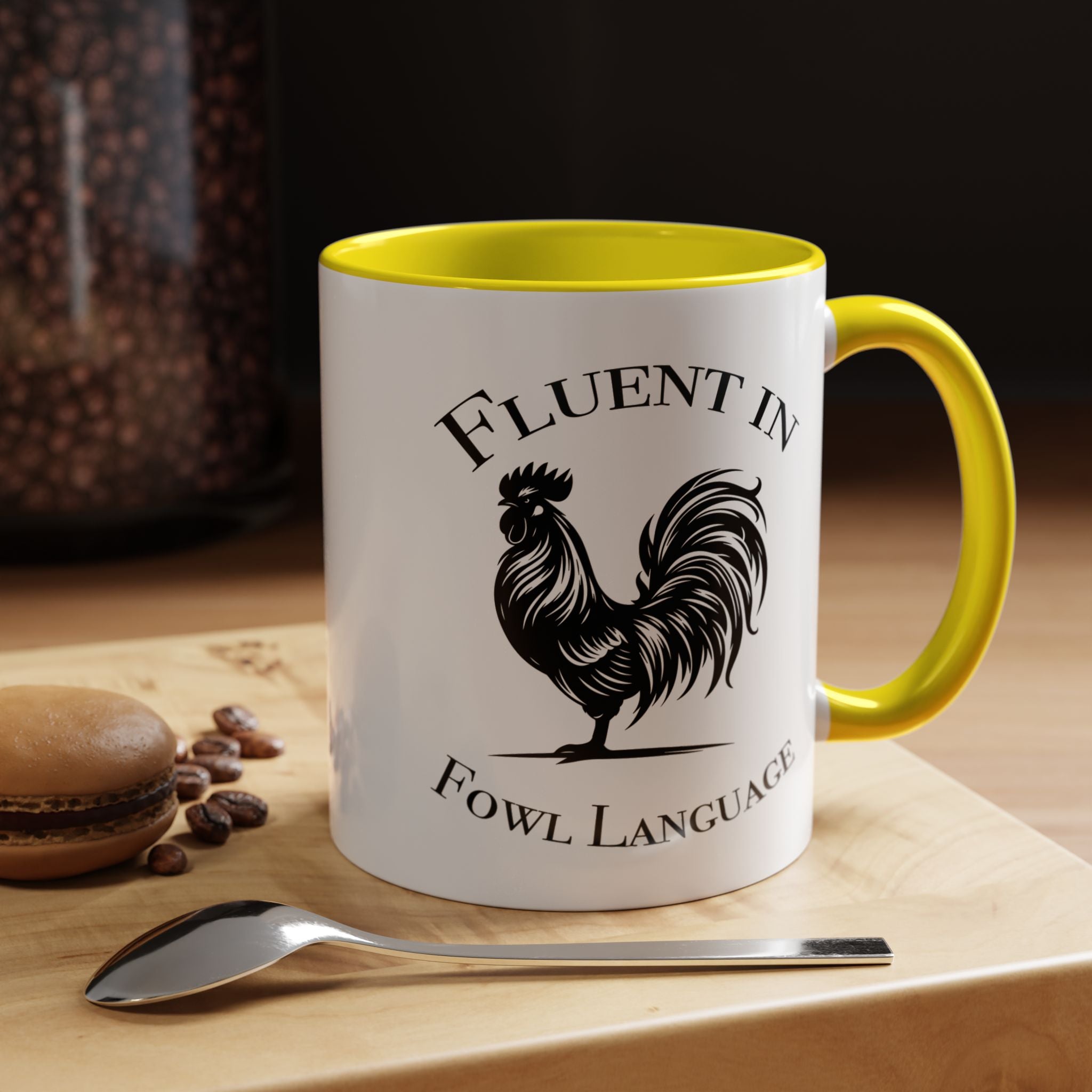 Funny Coffee Mug, Personalized Mug, Fluent In Fowl Language Accent Cup (11, 15oz), Gift Under 20, White Elephant gift