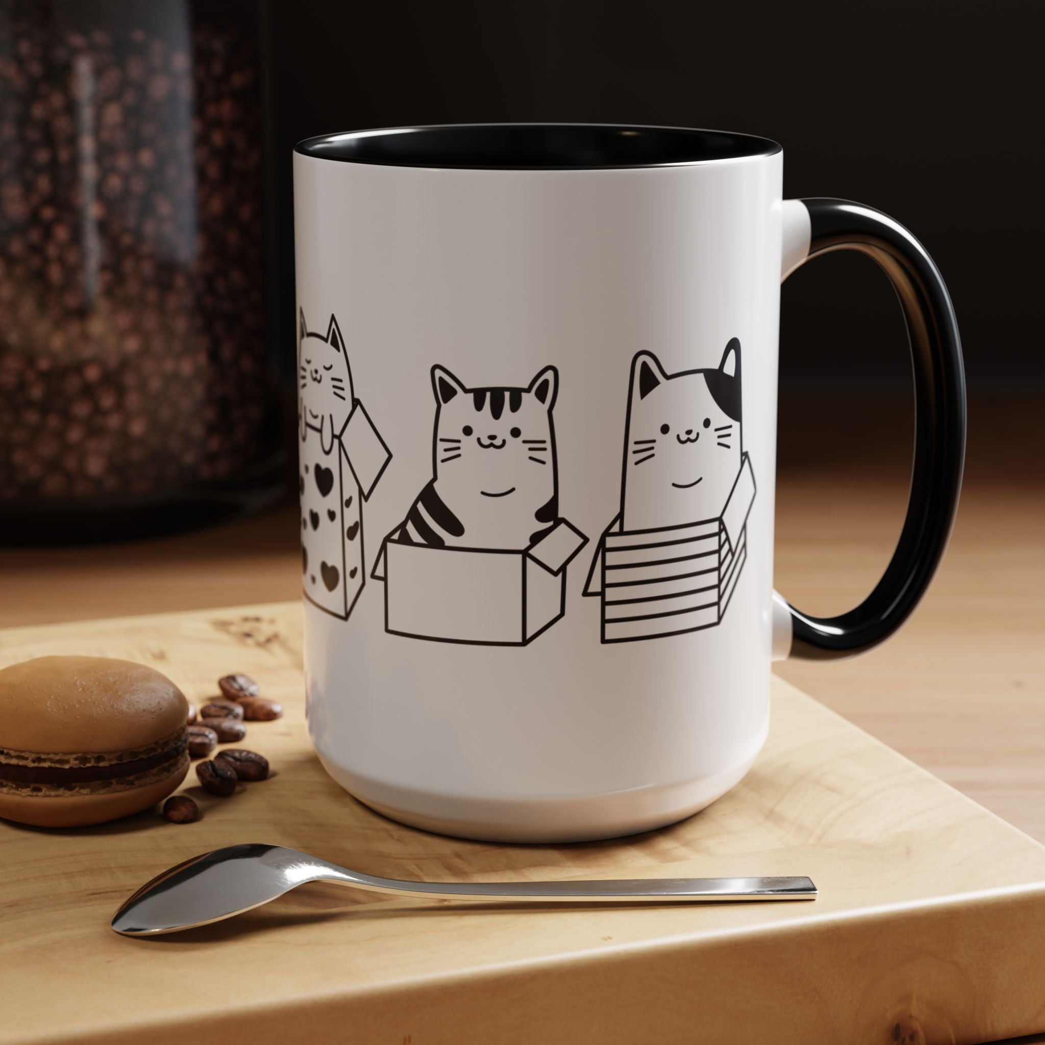 Funny Coffee Mug, Personalized Mug, Boxes Full Of Cats Accent Coffee Cup (11, 15oz), Gift Under 20, White Elephant, Cat & pet lover gift