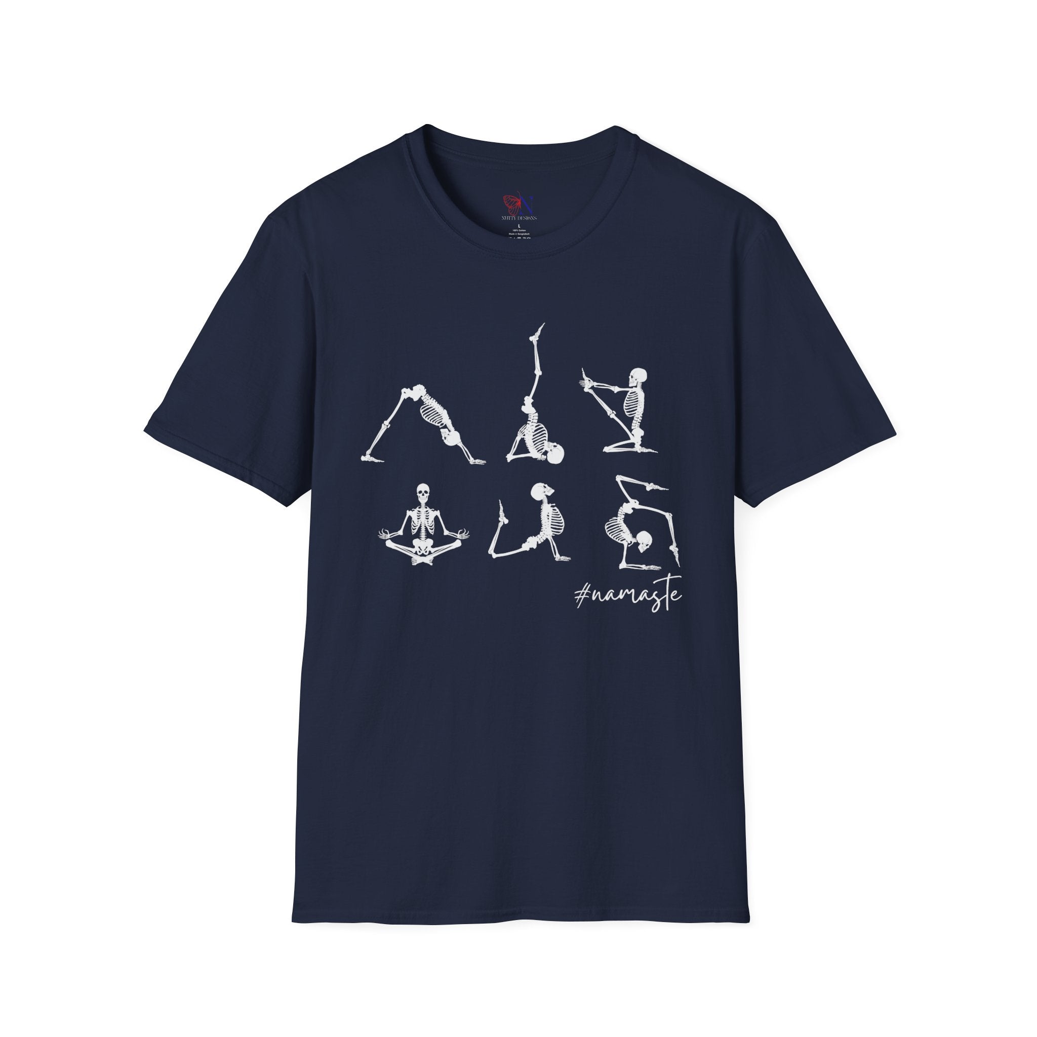 Namaste , Skeleton Doing Yoga T-Shirt Lifestyle Mockup | Nutty Designs