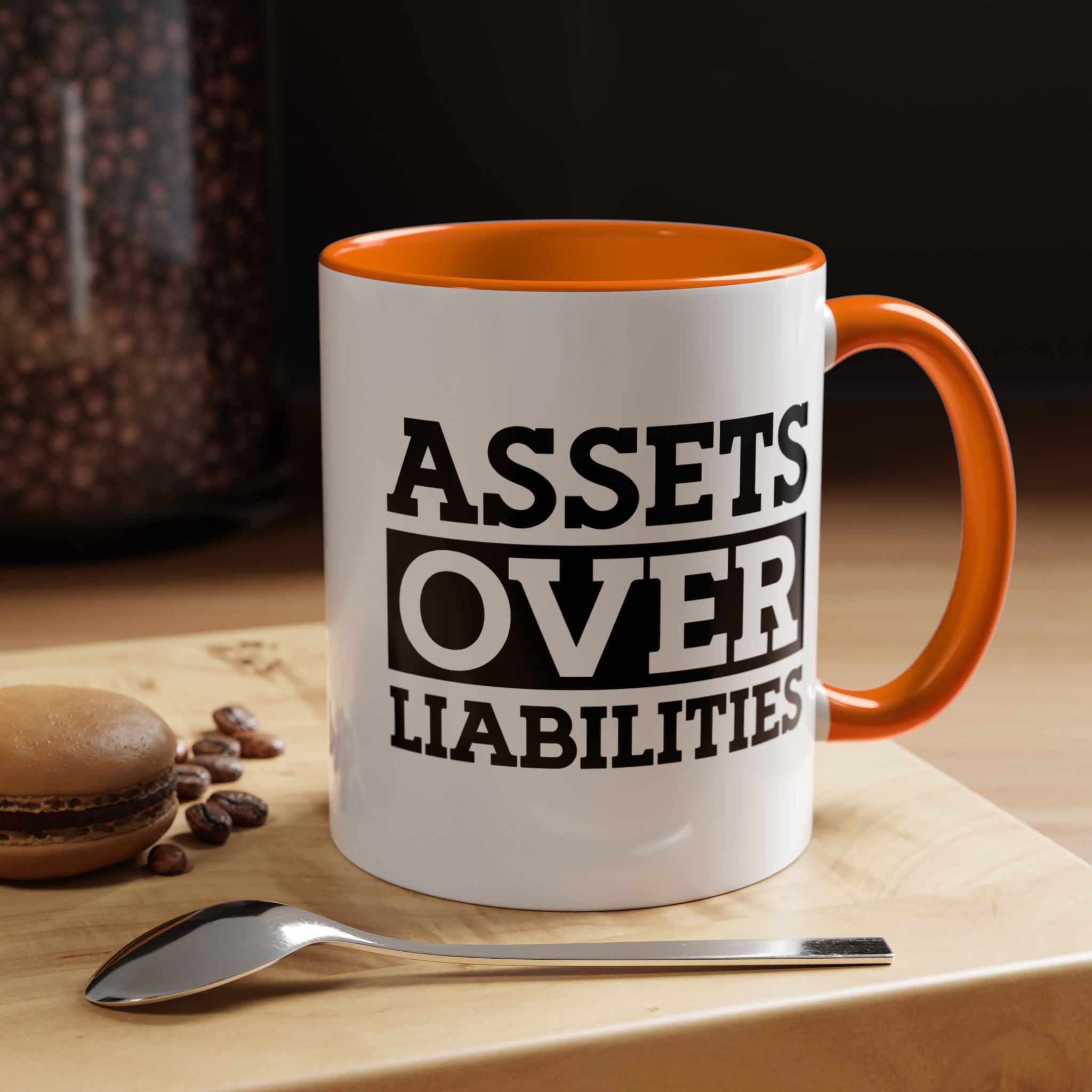 Funny Coffee Mug, Personalized Mug, Assets Over Liabilities Accent Coffee Cup (11, 15oz), Gift Under 20, White Elephant, CPA, Accountant Cup