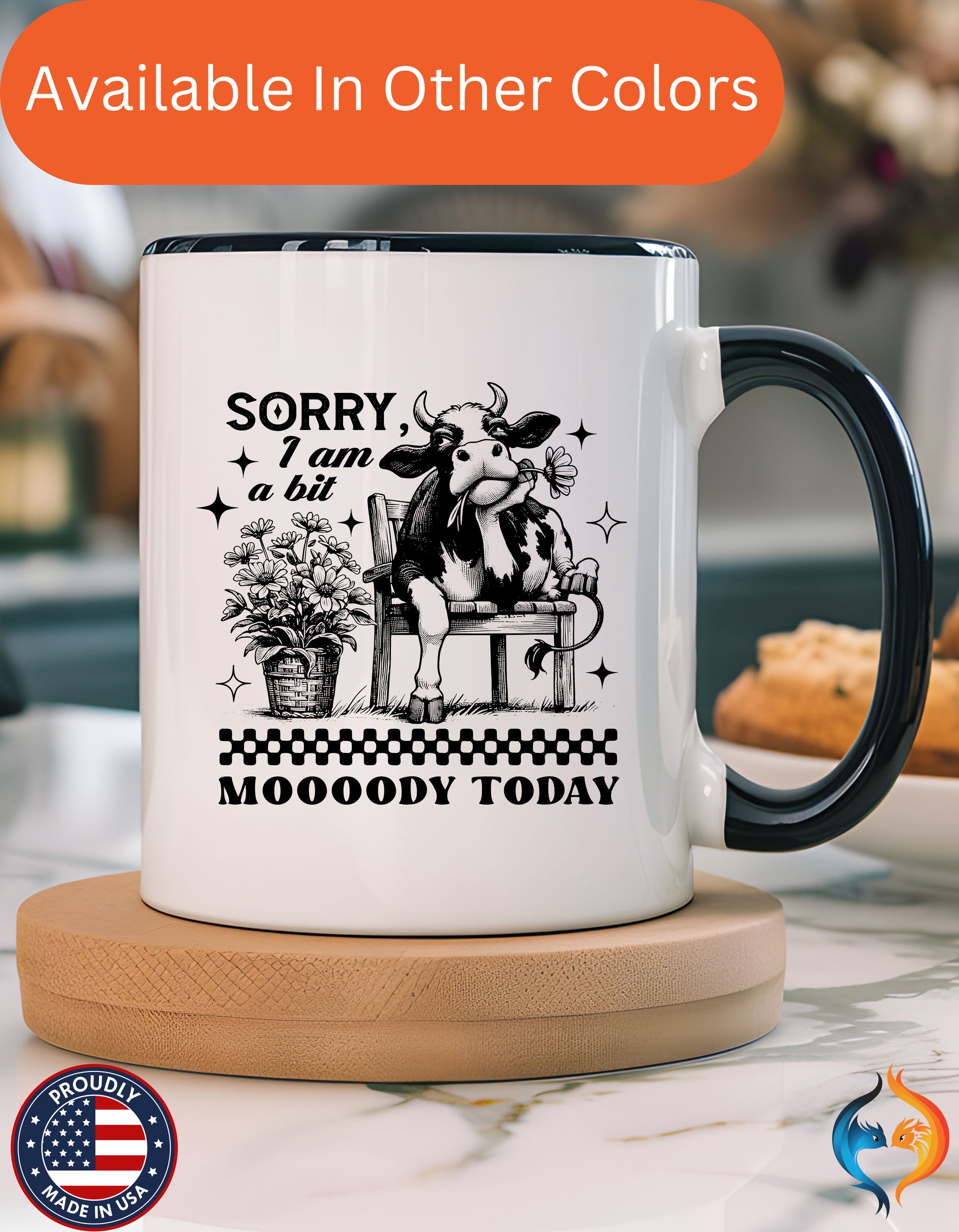 Sorry I am A Bit Moody Cow Lover Cup Mug Lifestyle Mockup | Nutty Designs