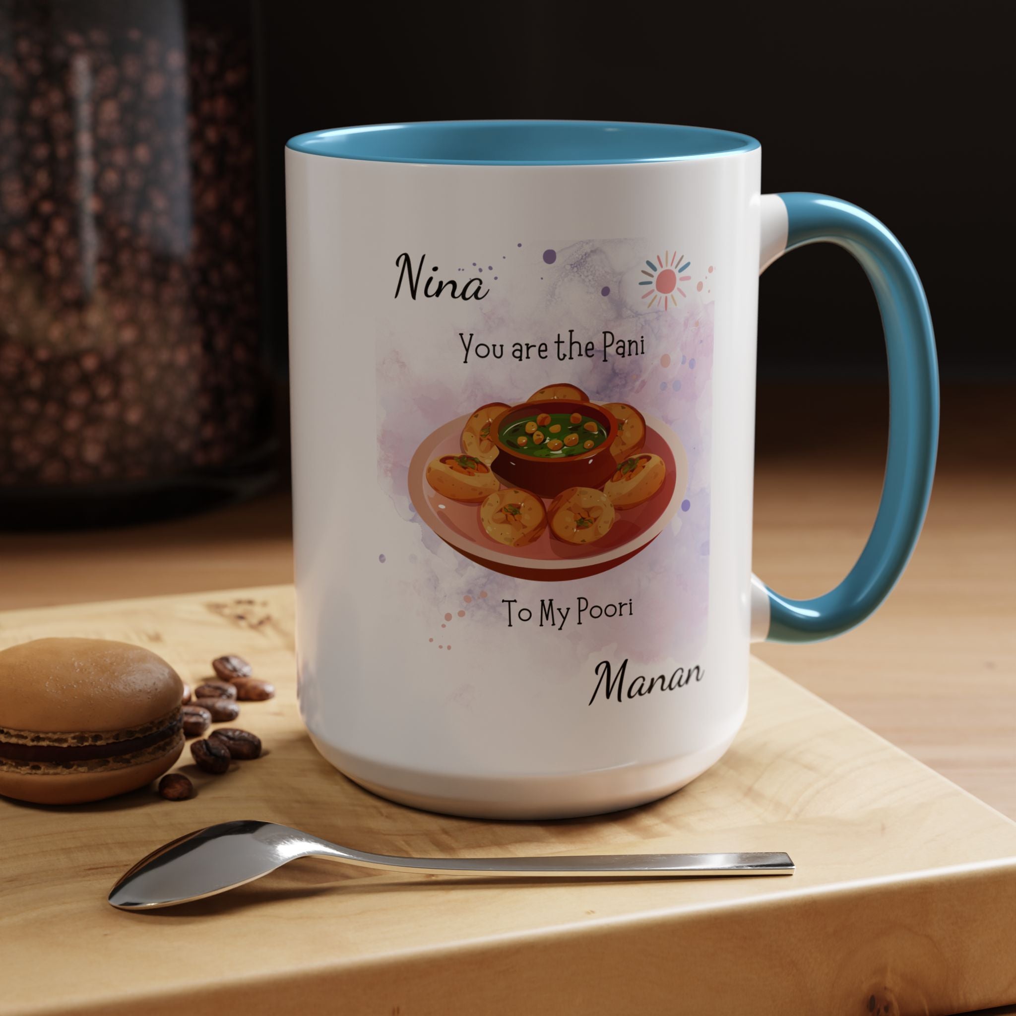 Funny Coffee Mug, Personalized Mug, You Are Pani To My Poori Accent Cup 11/15oz, Anniversary, Wedding, Valentines, Romantic Gift Him her