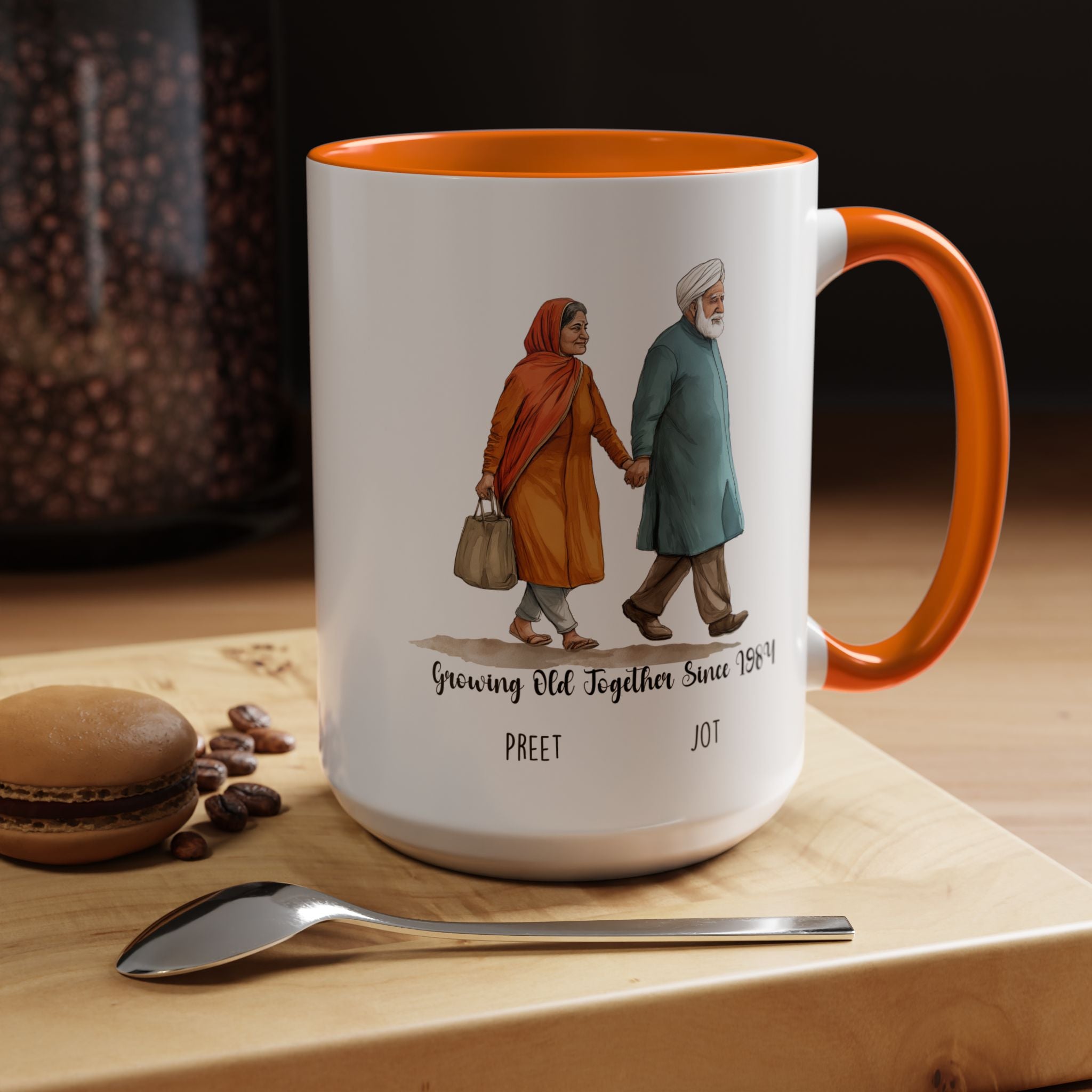 Funny Coffee Mug, Personalized Mug, Growing Old Together Since Punjabi Couple Cup 11/15oz, Anniversary, Wedding, Romantic For Him or her