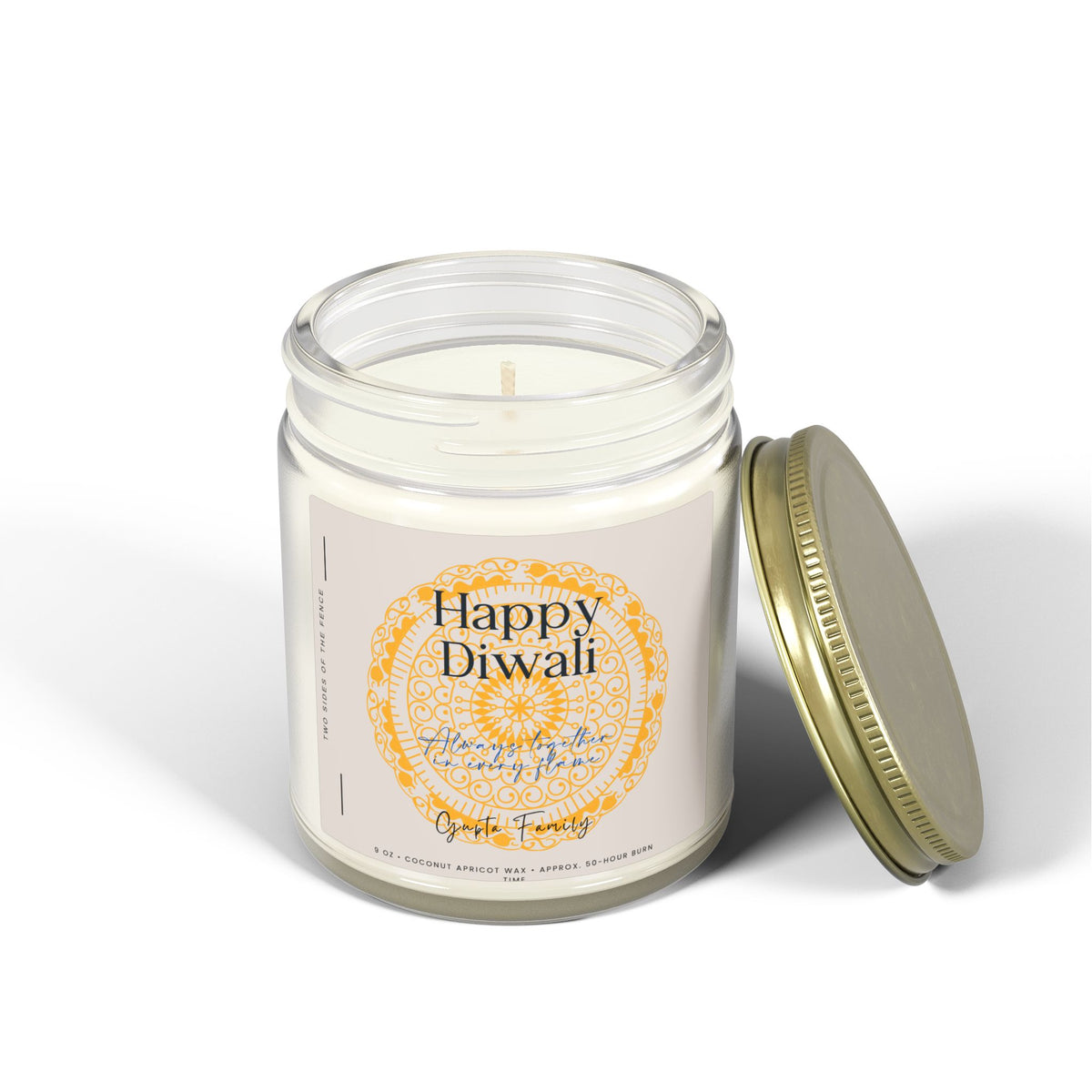Personalized Diwali Candle – Always Together in Every Flame, Custom Family Name, 4 oz or 9 oz