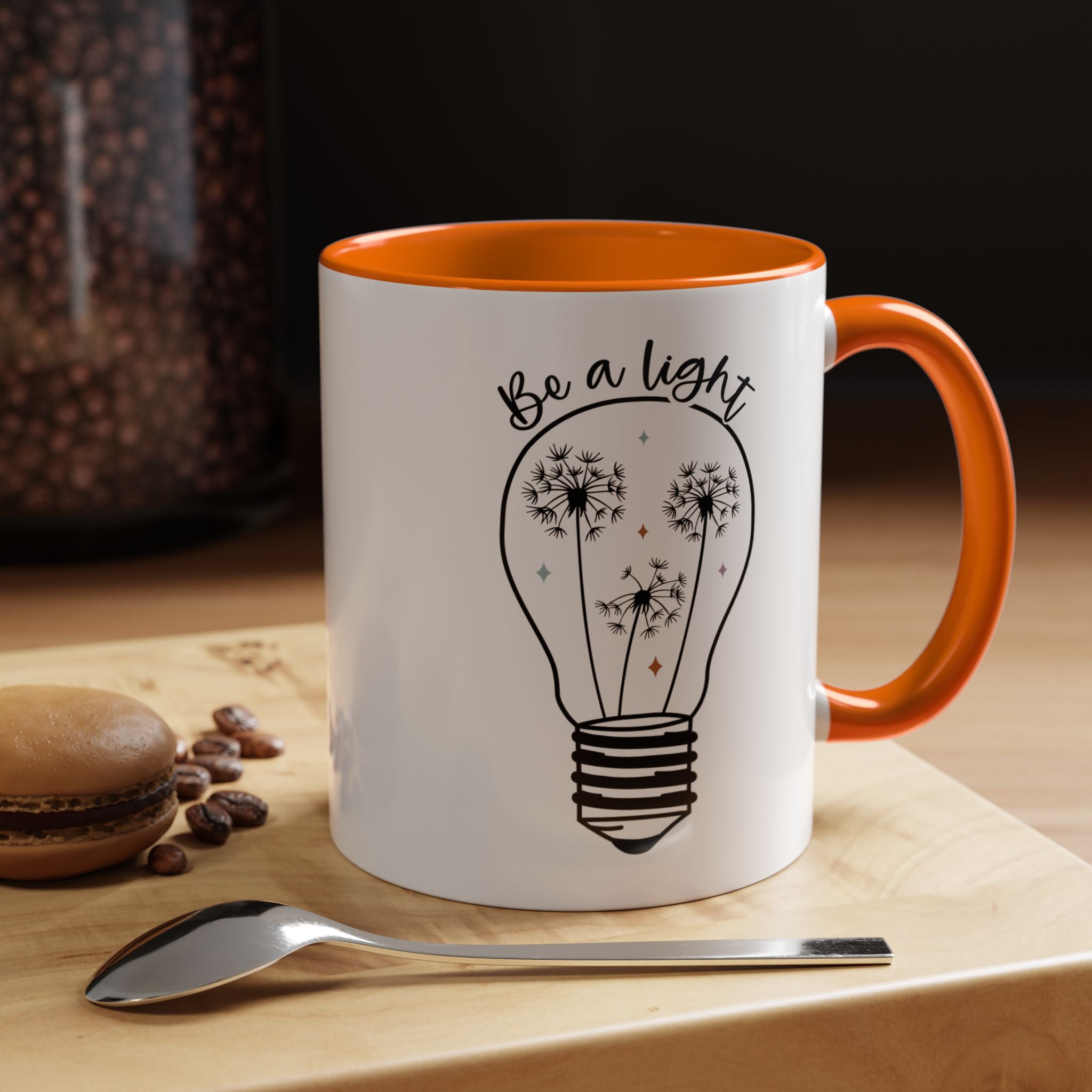 Funny Coffee Mug, Personalized Mug, Be a Light Accent Coffee Cup (11, 15oz), Gift Under 20, White Elephant, Inspirational, Motivational gift