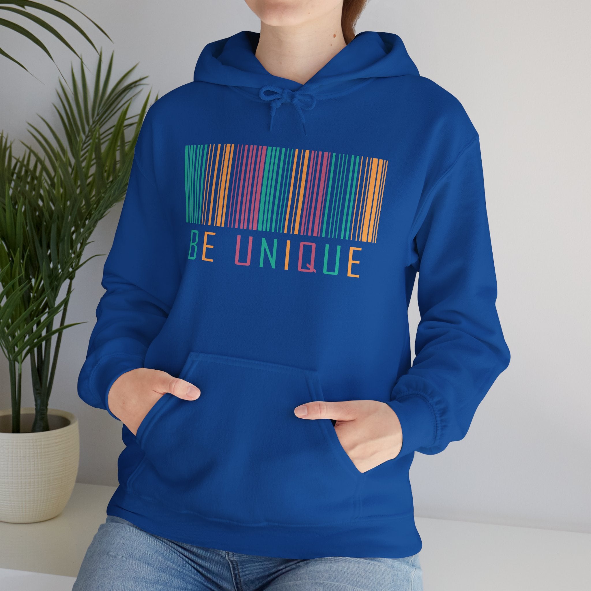 Be Unique Color Barcode Hoodie – Inspirational Pastel Graphic Sweatshirt