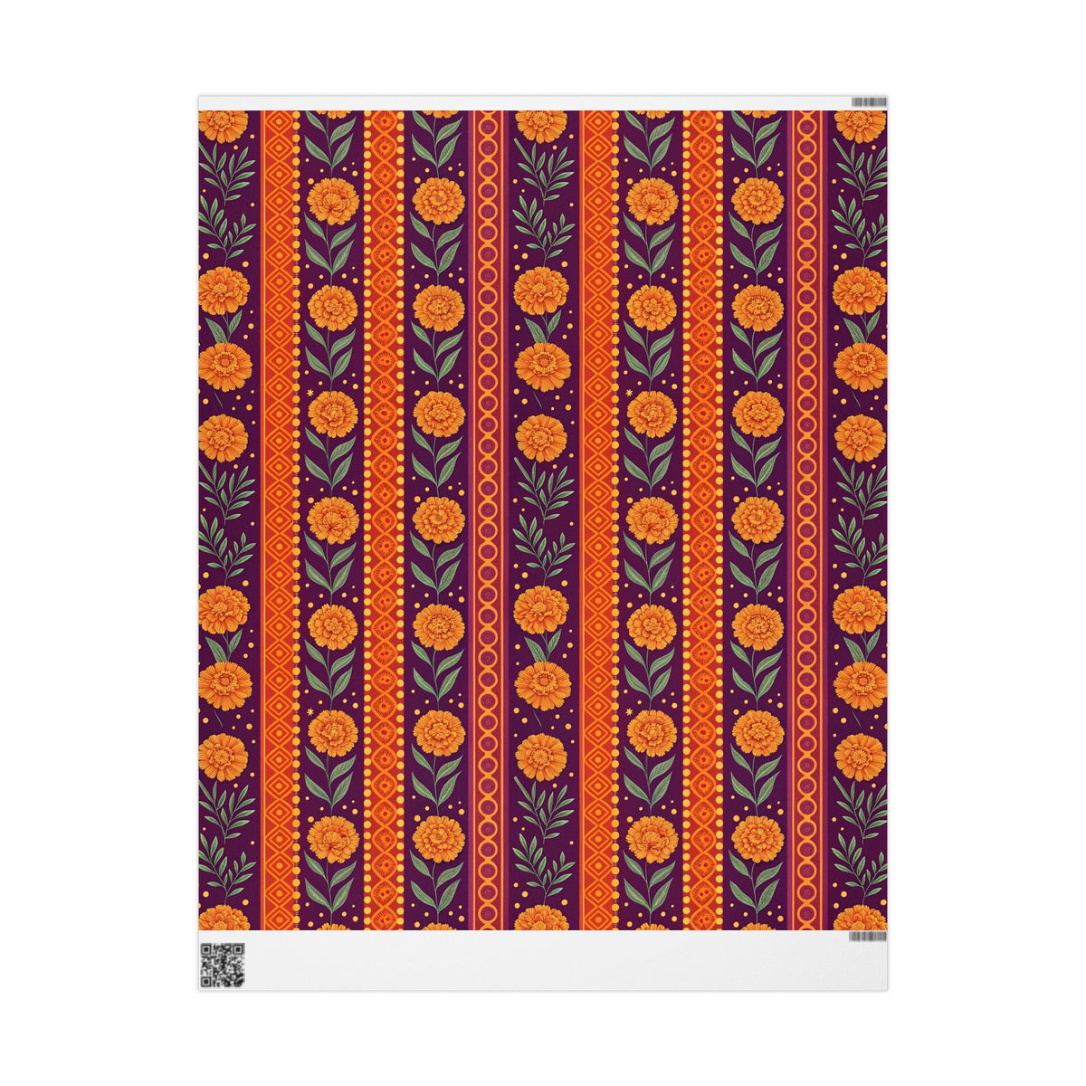 Diwali Wrapping Paper Roll - Marigold Festive Stripe Indian Gift Wrap