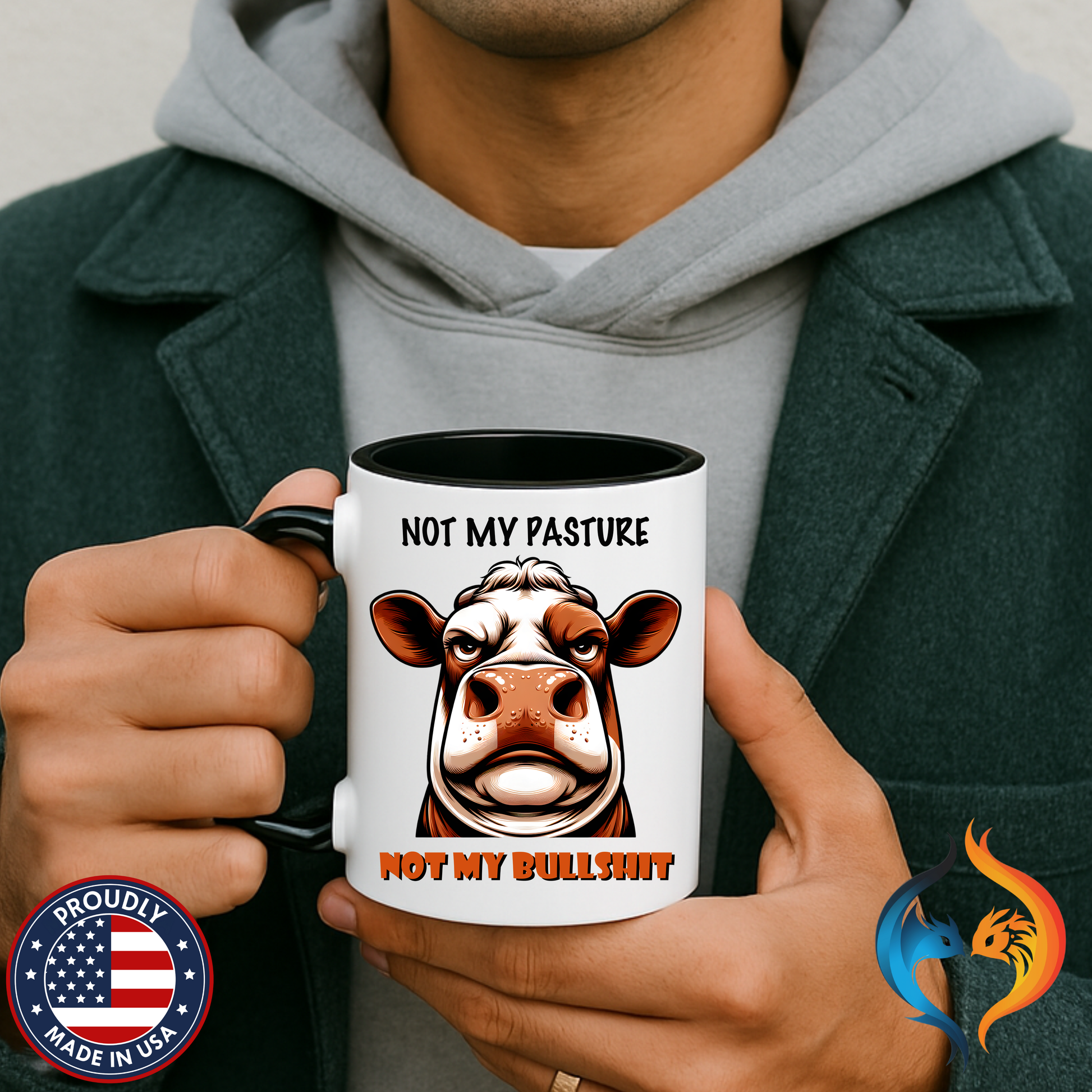Not My Pasture Not My Bullshit Mug Lifestyle Mockup | Nutty Designs