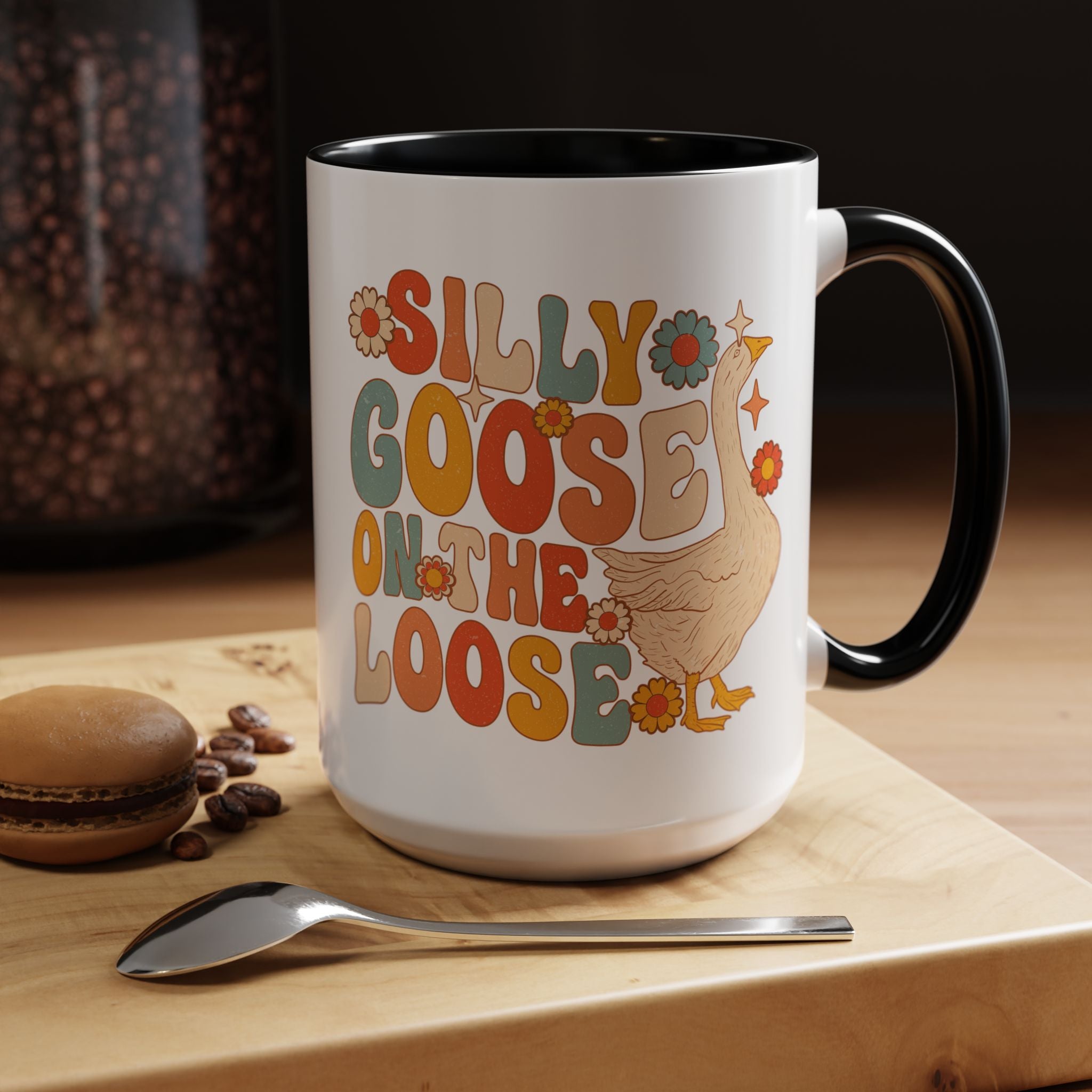 Funny Coffee Mug, Personalized Mug, Silly Goose On The Loose Accent Coffee Cup (11, 15oz), Gift Under 20, White Elephant, Animal Lover Gift