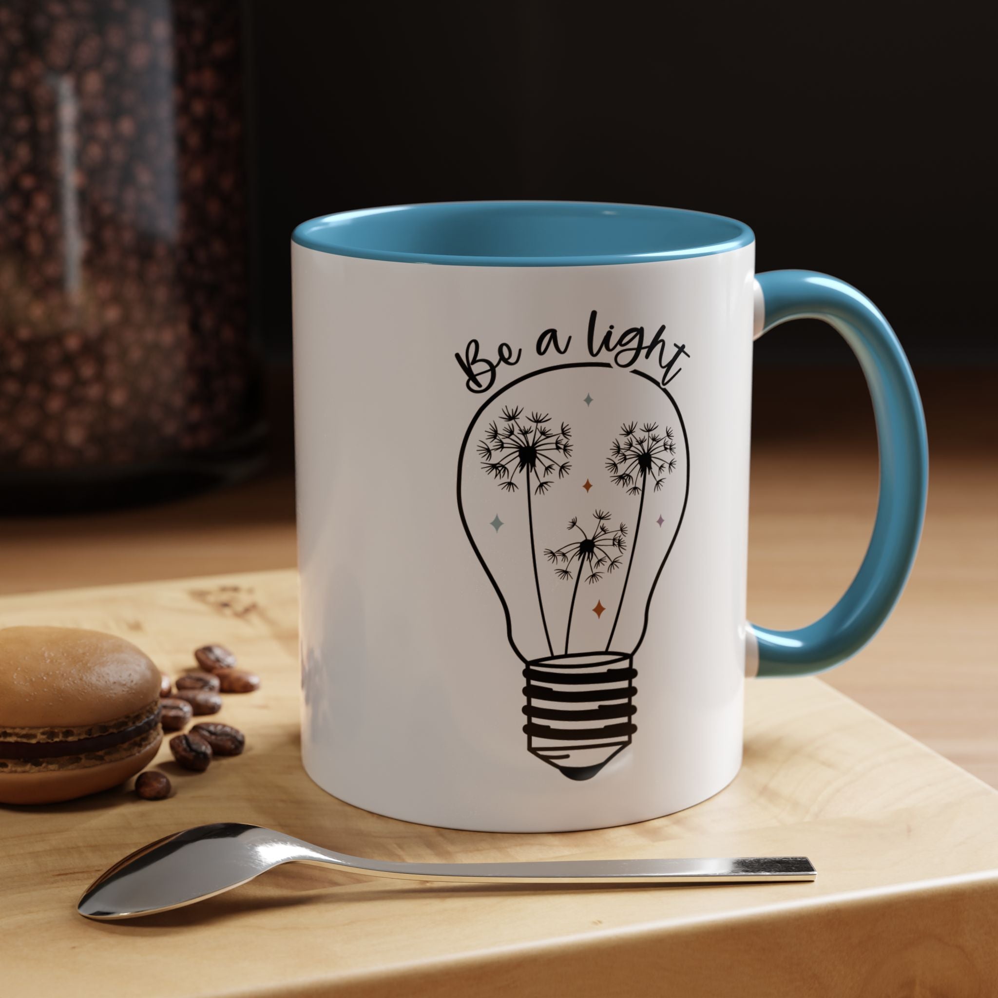 Funny Coffee Mug, Personalized Mug, Be a Light Accent Coffee Cup (11, 15oz), Gift Under 20, White Elephant, Inspirational, Motivational gift