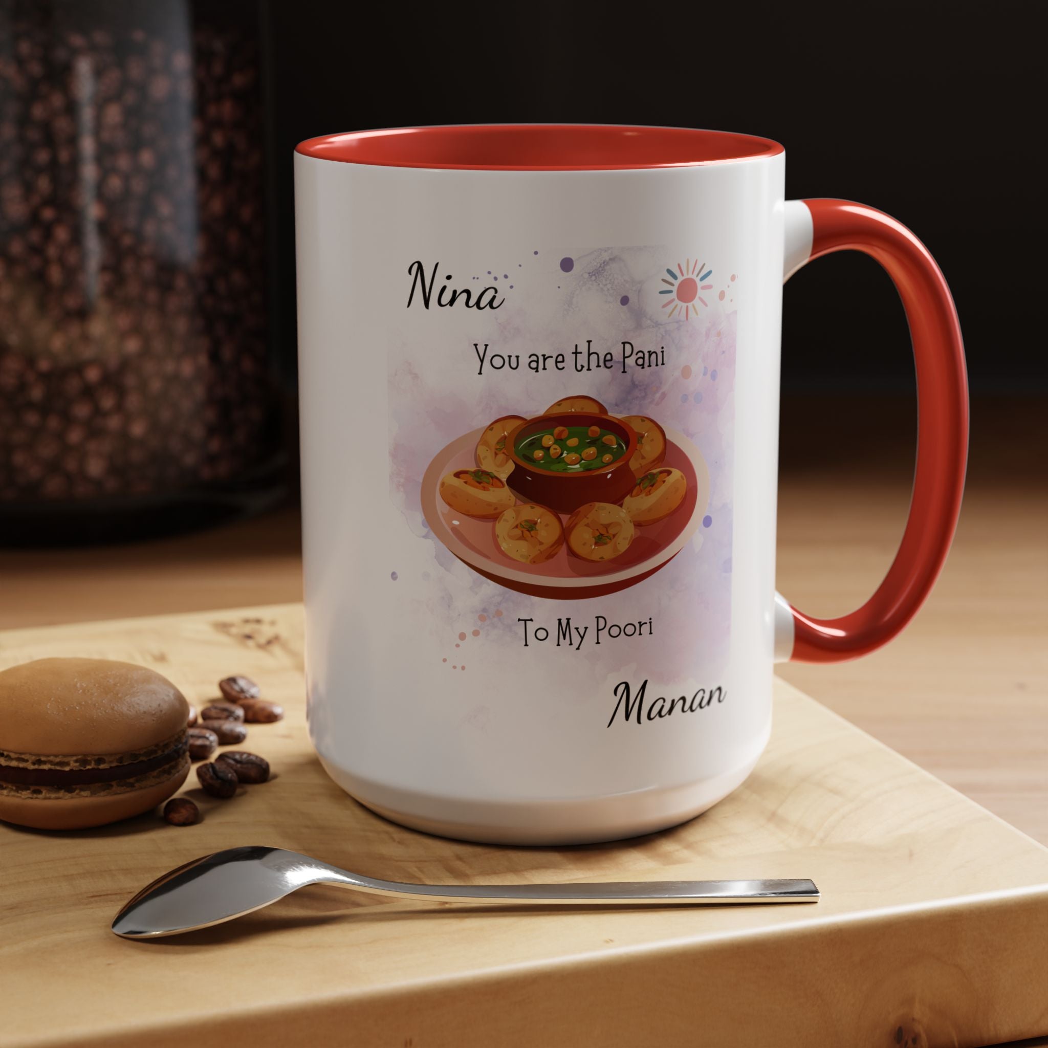 Funny Coffee Mug, Personalized Mug, You Are Pani To My Poori Accent Cup 11/15oz, Anniversary, Wedding, Valentines, Romantic Gift Him her