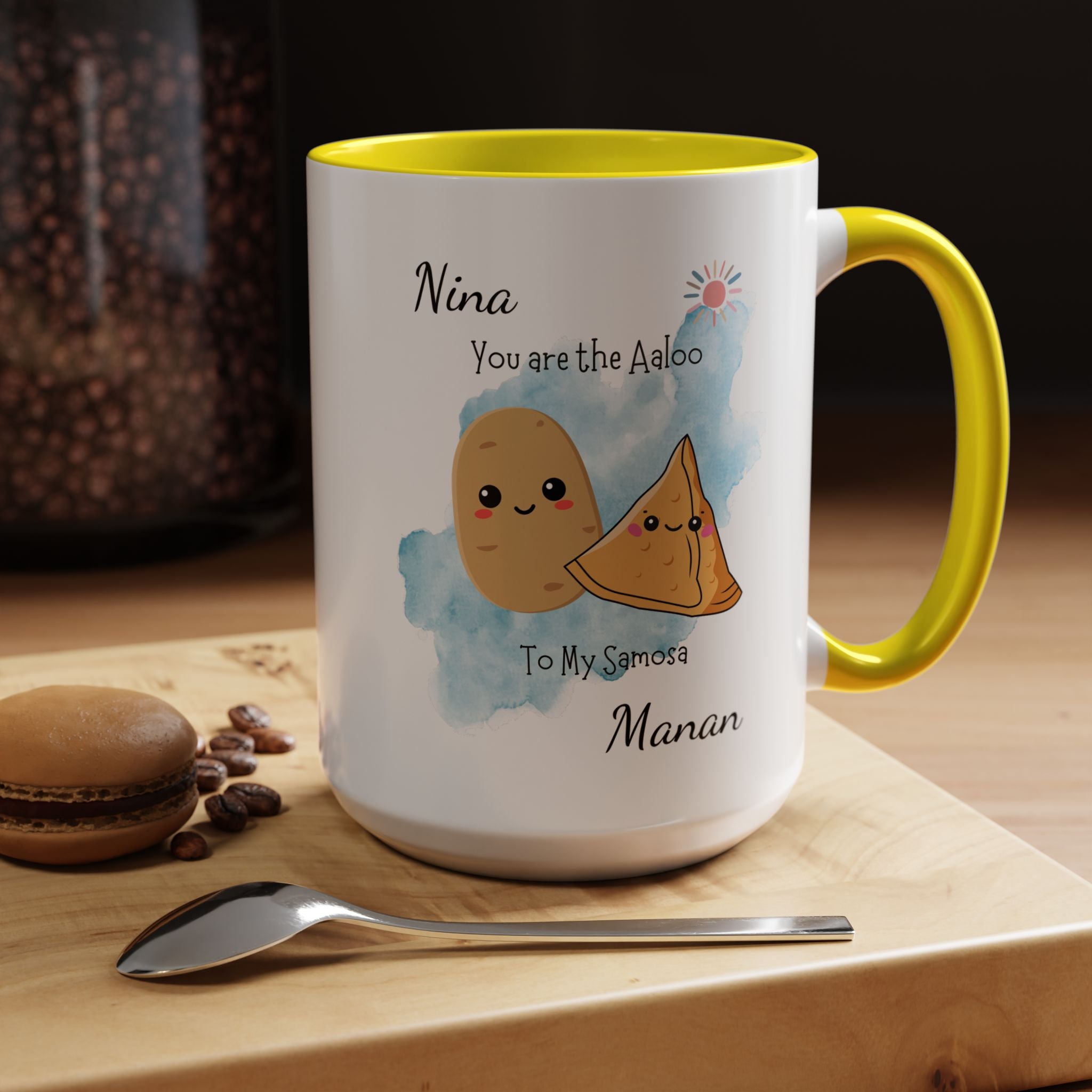Funny Coffee Mug, Personalized Mug, You Are Aaloo To My Samosa Accent Cup 11/15oz, Anniversary, Wedding, Valentines, Romantic Gift Him her