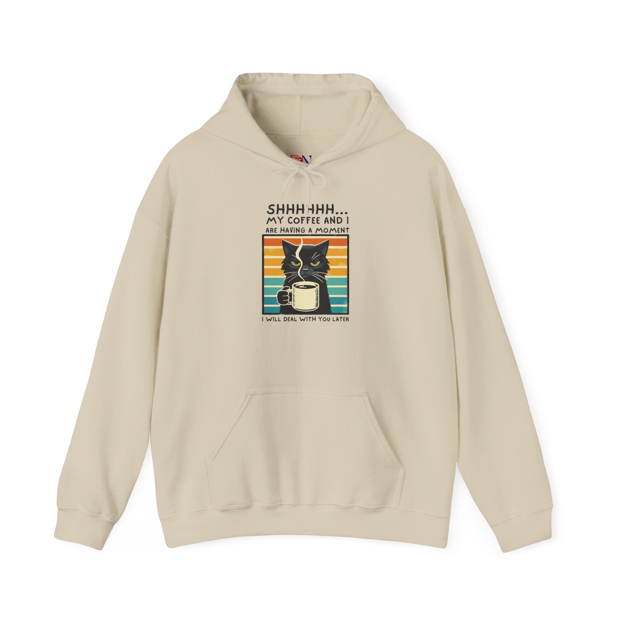 Coffee Cat Hoodie – “Shhh… My Coffee and I Are Having a Moment” Cozy Pullover
