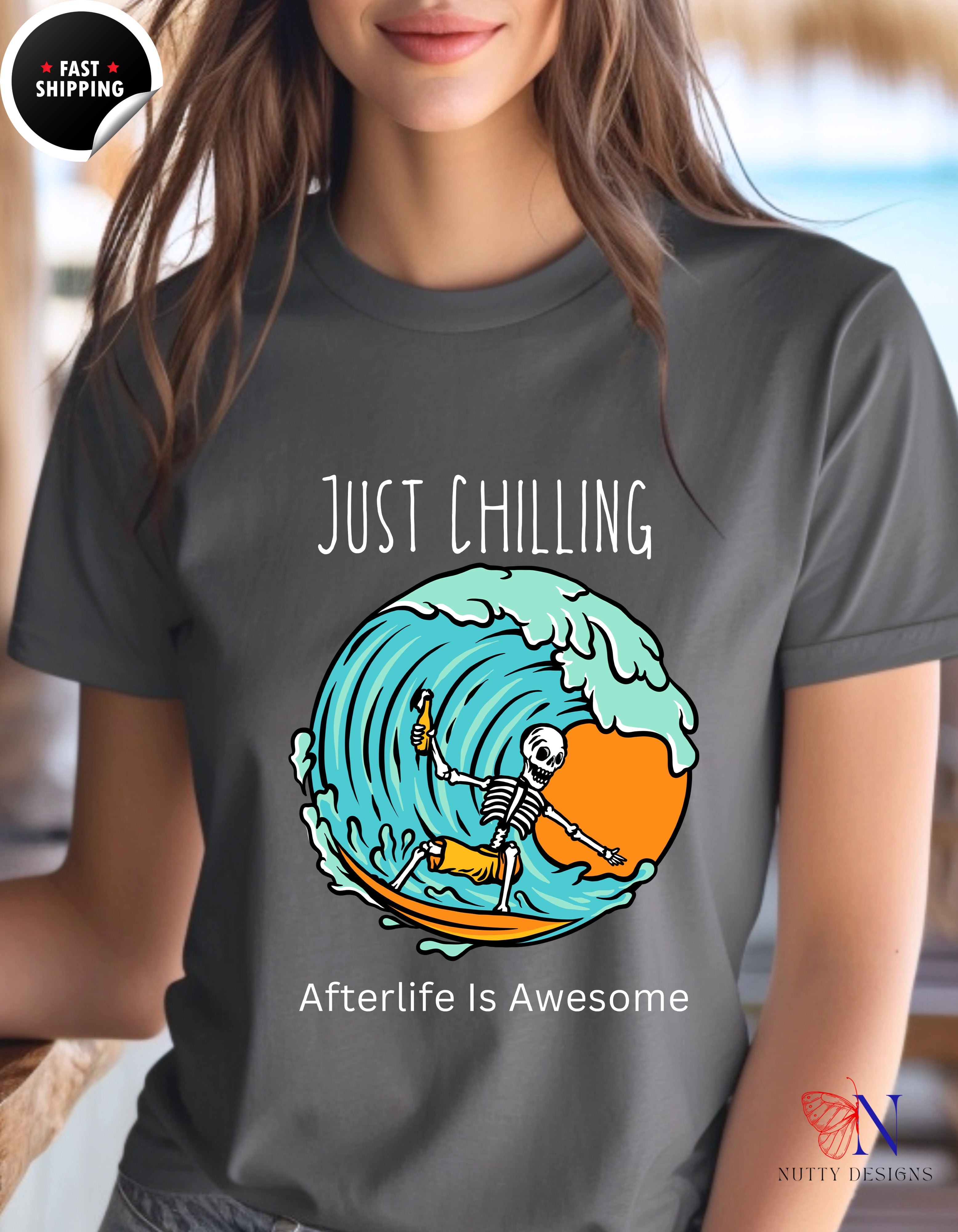 Just Chilling Afterlife Unisex Softstyle T-Shirt, Comfortable Tee, Funny Graphic Shirt, Relaxation Top, Casual Wear