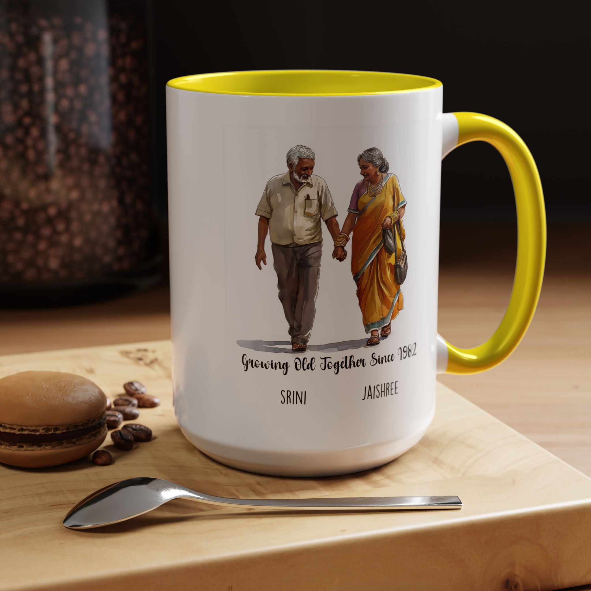 Funny Coffee Mug, Personalized Mug, Growing Old Together Since South Indian Couple Cup 11/15oz, Anniversary, Wedding, Romantic For Him her