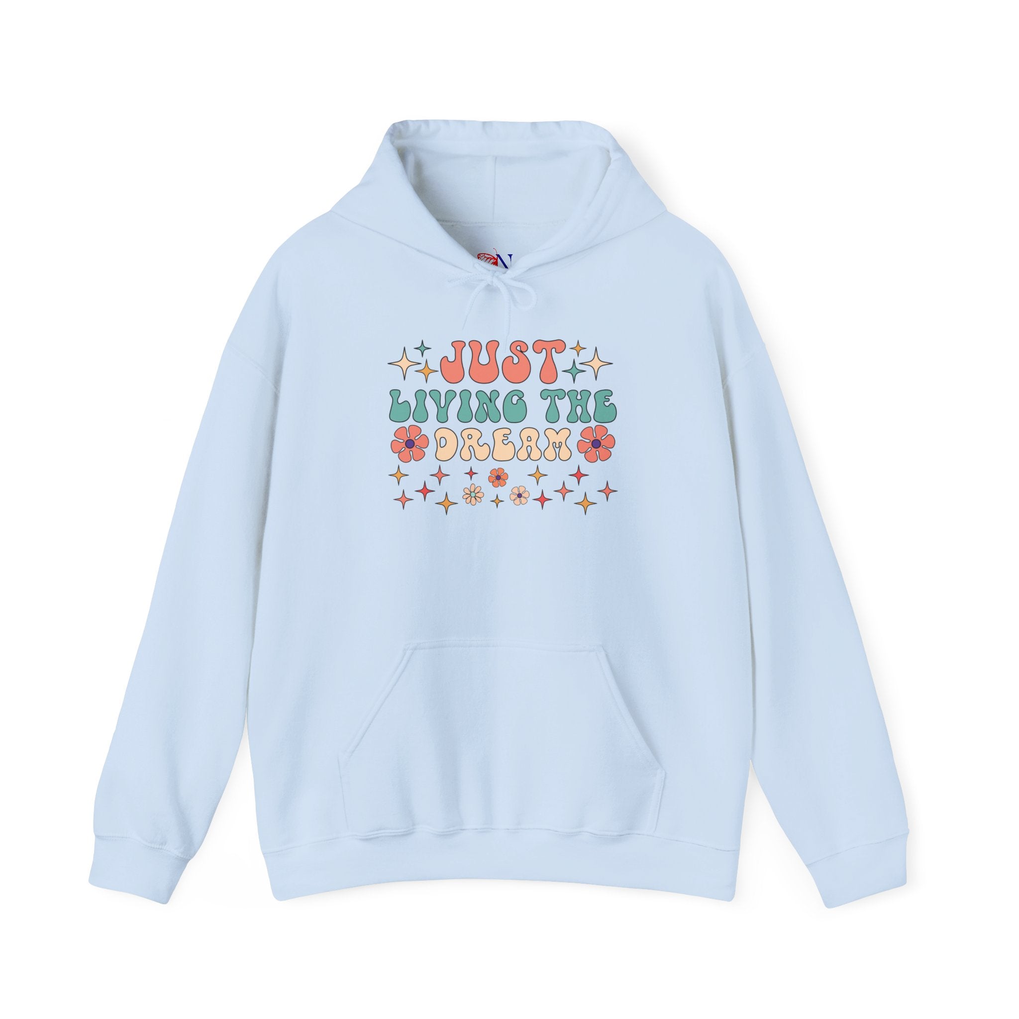Just Living the Dream Hoodie — Retro Floral Boho Sweatshirt