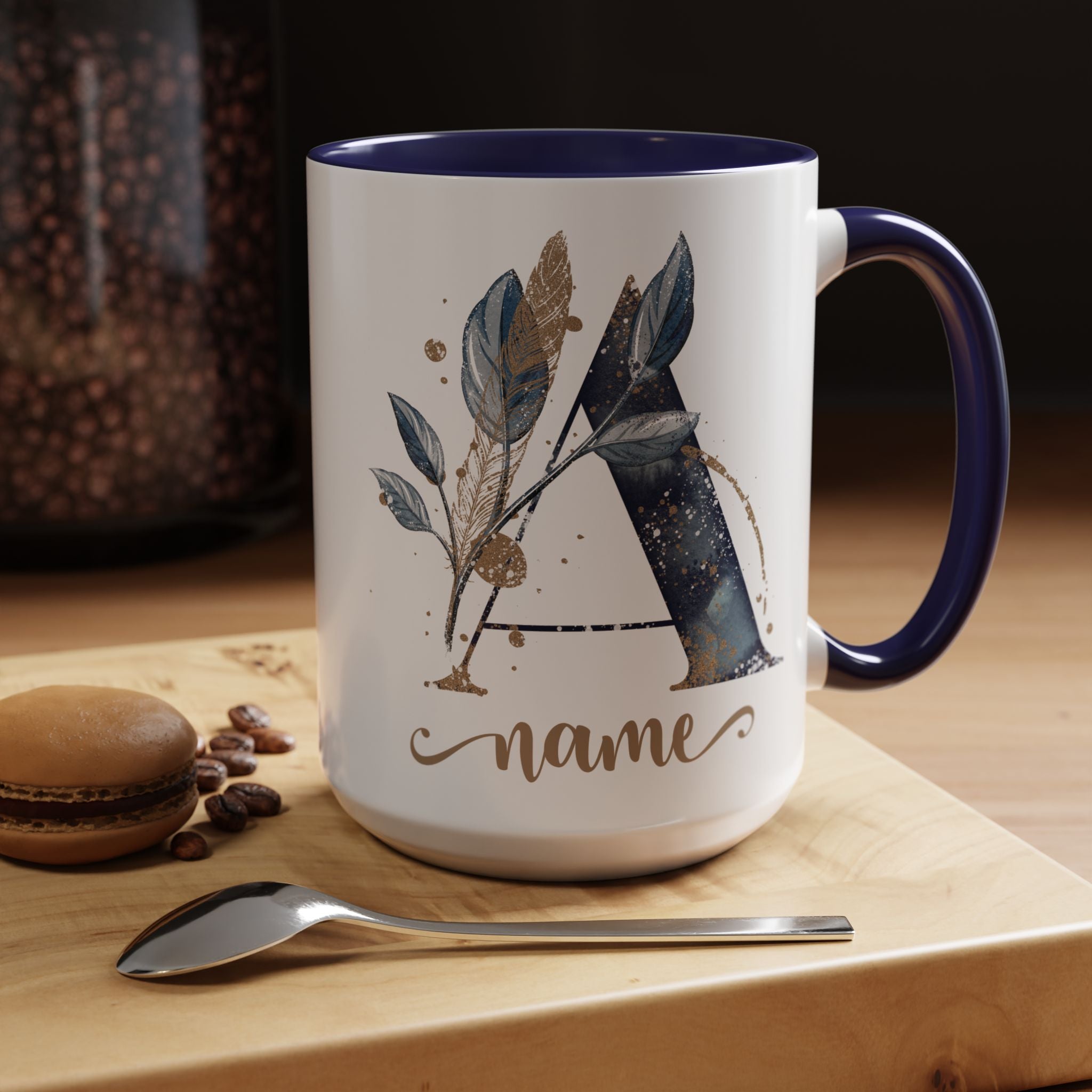 Personalized Floral Initial Coffee Mug for her, Custom Name Mug, Wedding Favor, Unique Home Décor Coffee Cup, Girlfriend Gift, Monogram Mug