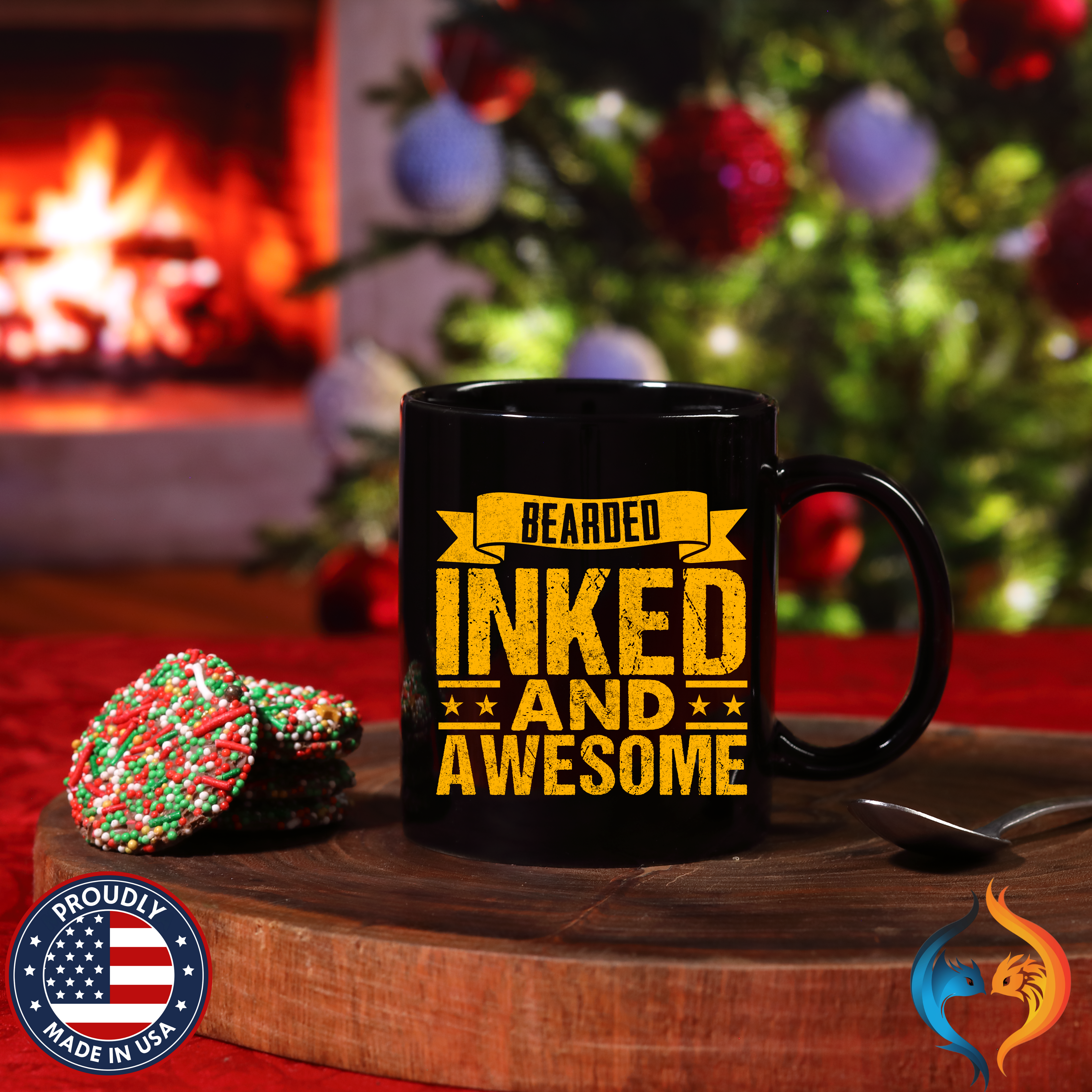 Bearded Inked and Awesome | Funny Coffee Mug, Sarcastic Tea Cup, Unique Gift Idea